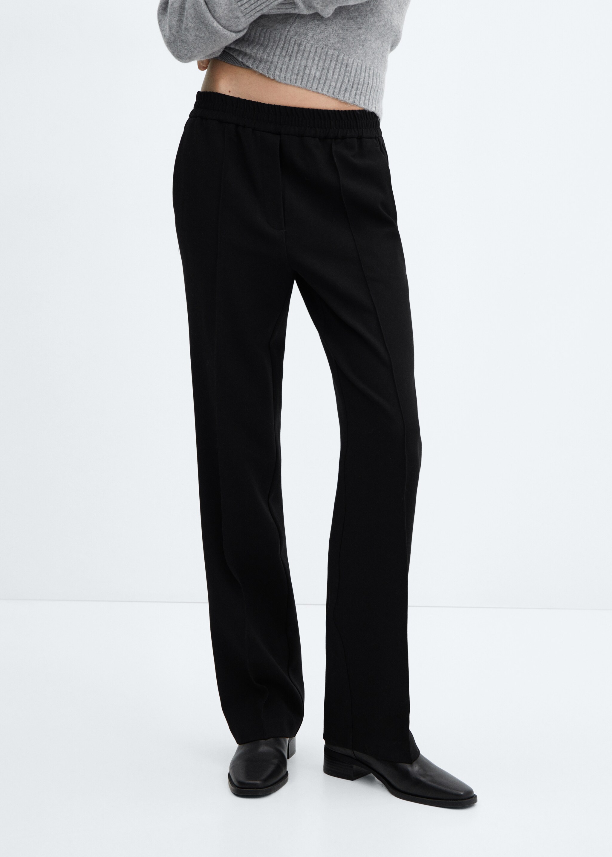 Elastic-waist straight trousers - Medium plane