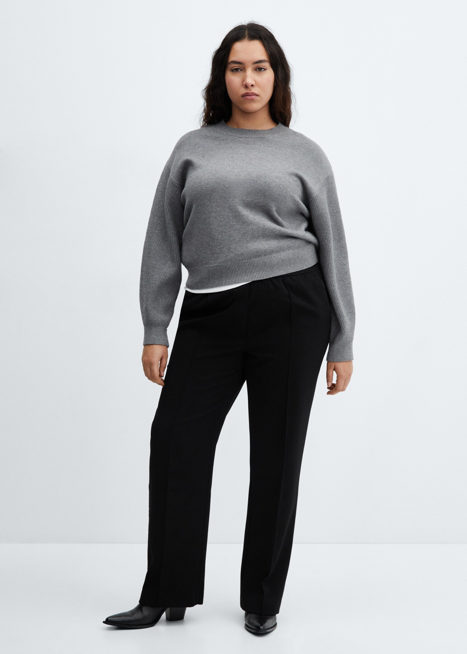 Elastic-waist straight pants - Details of the article 3