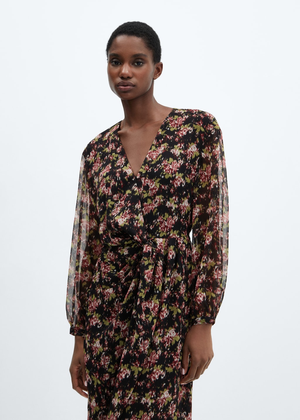 Zara Pink And Black Dalmatian Print Wrap Dress ZARA BLACK ECRU