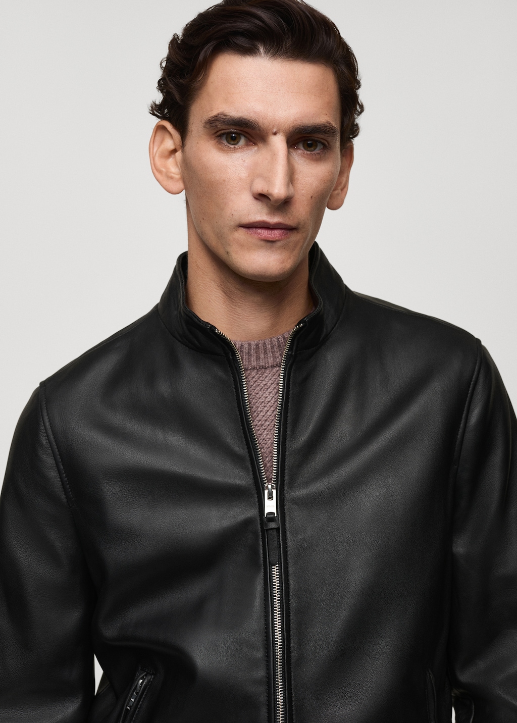 Zip detail leather biker jacket Men MANGO Ireland