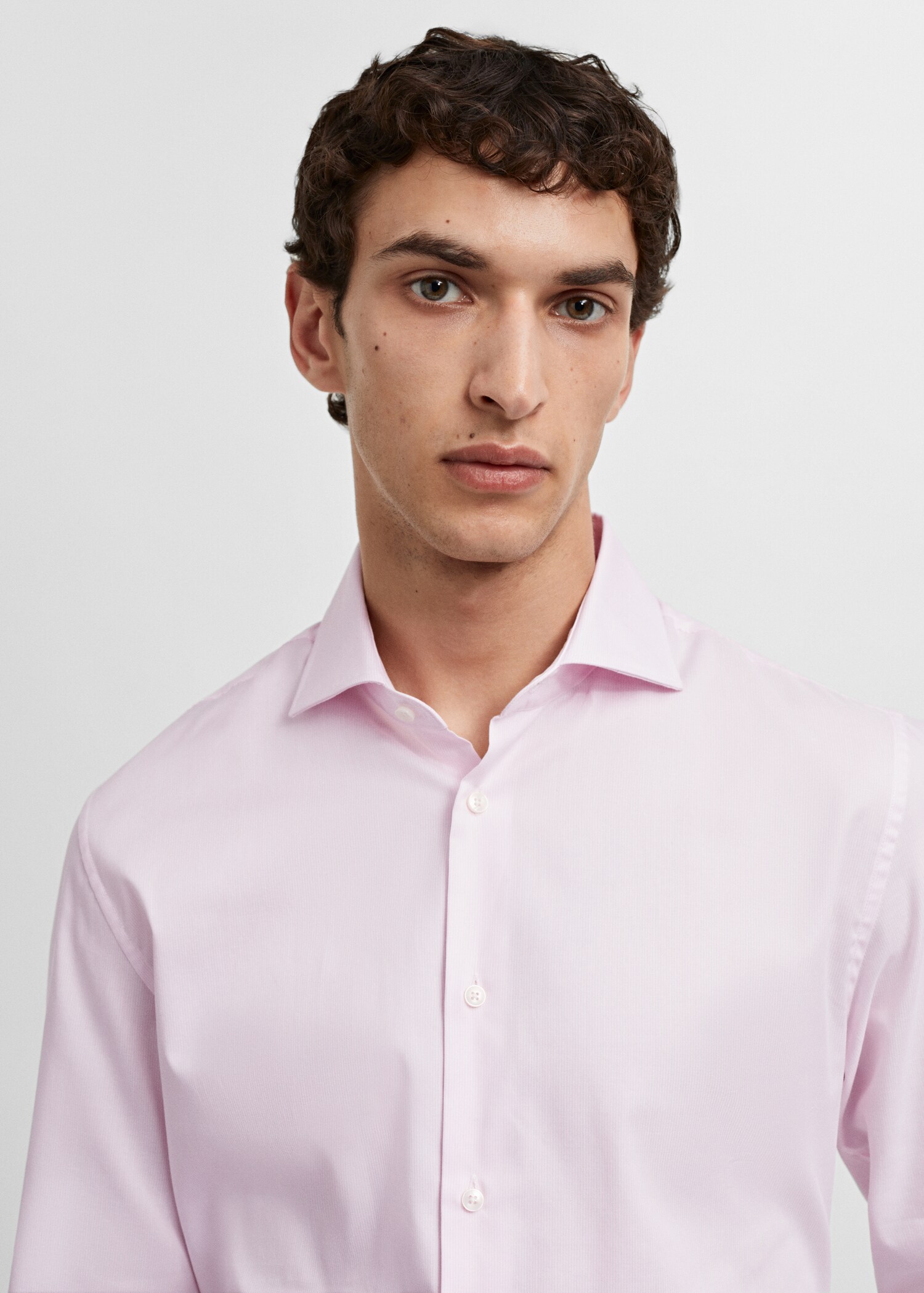 Slim-fit micro-stripe twill suit shirt - Details of the article 1