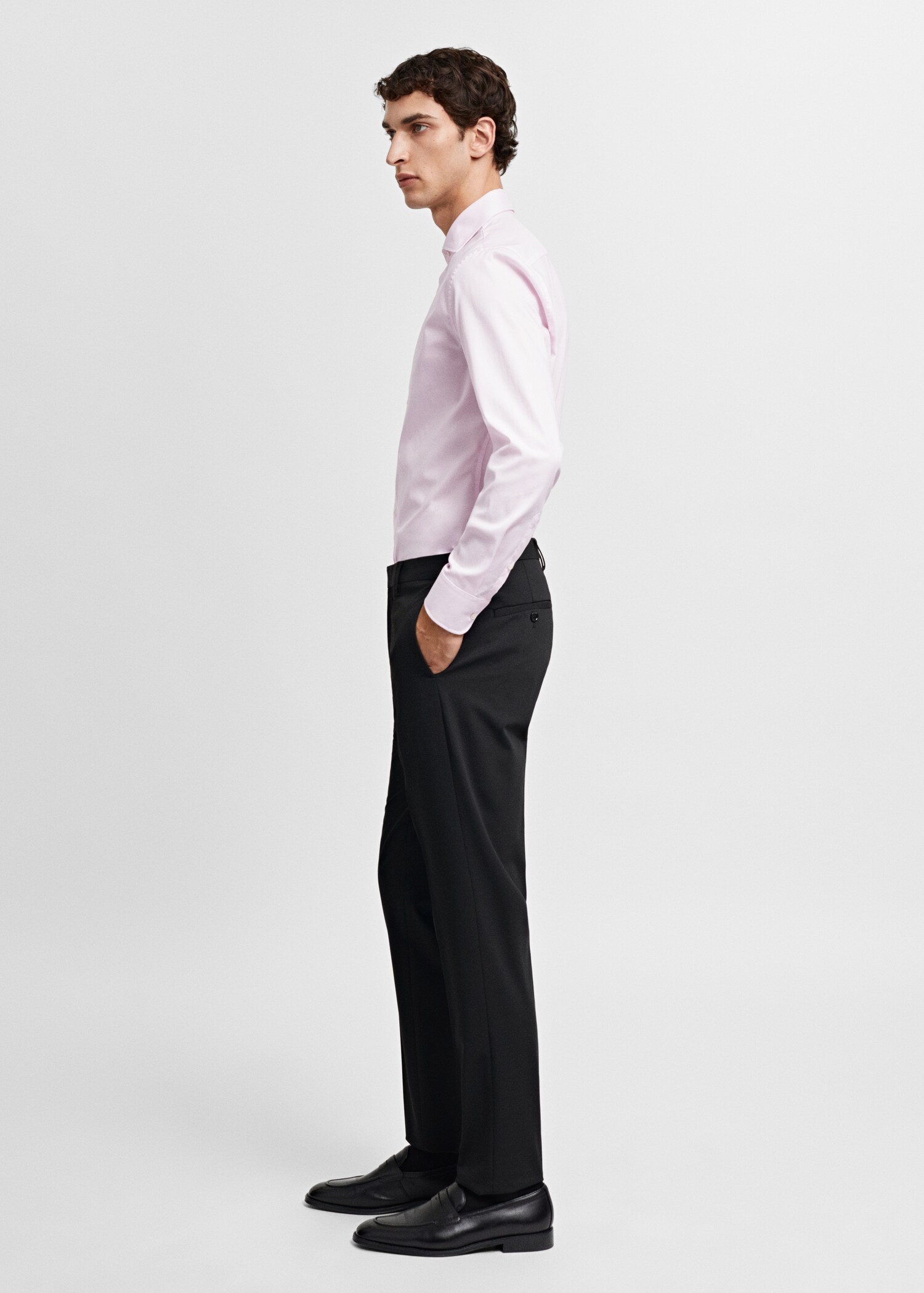 Slim-fit micro-stripe twill suit shirt - Details of the article 2