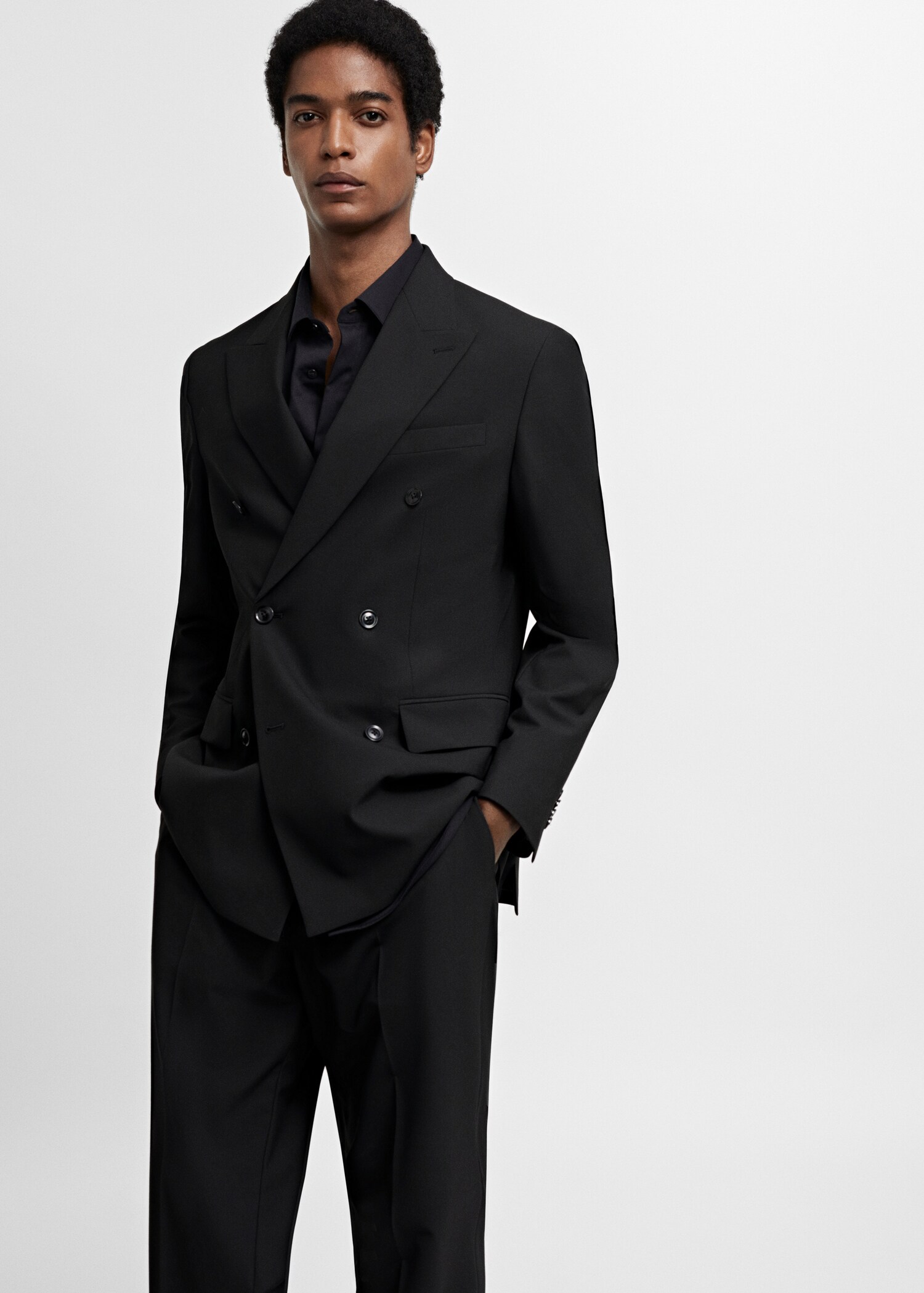 Slim Fit-Anzugblazer in Wickel-Optik - Mittlere Ansicht