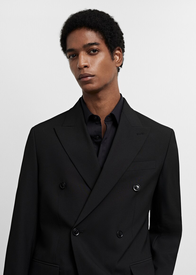 Slim Fitted Cut Mens Double Breasted Blazer - P main image 0