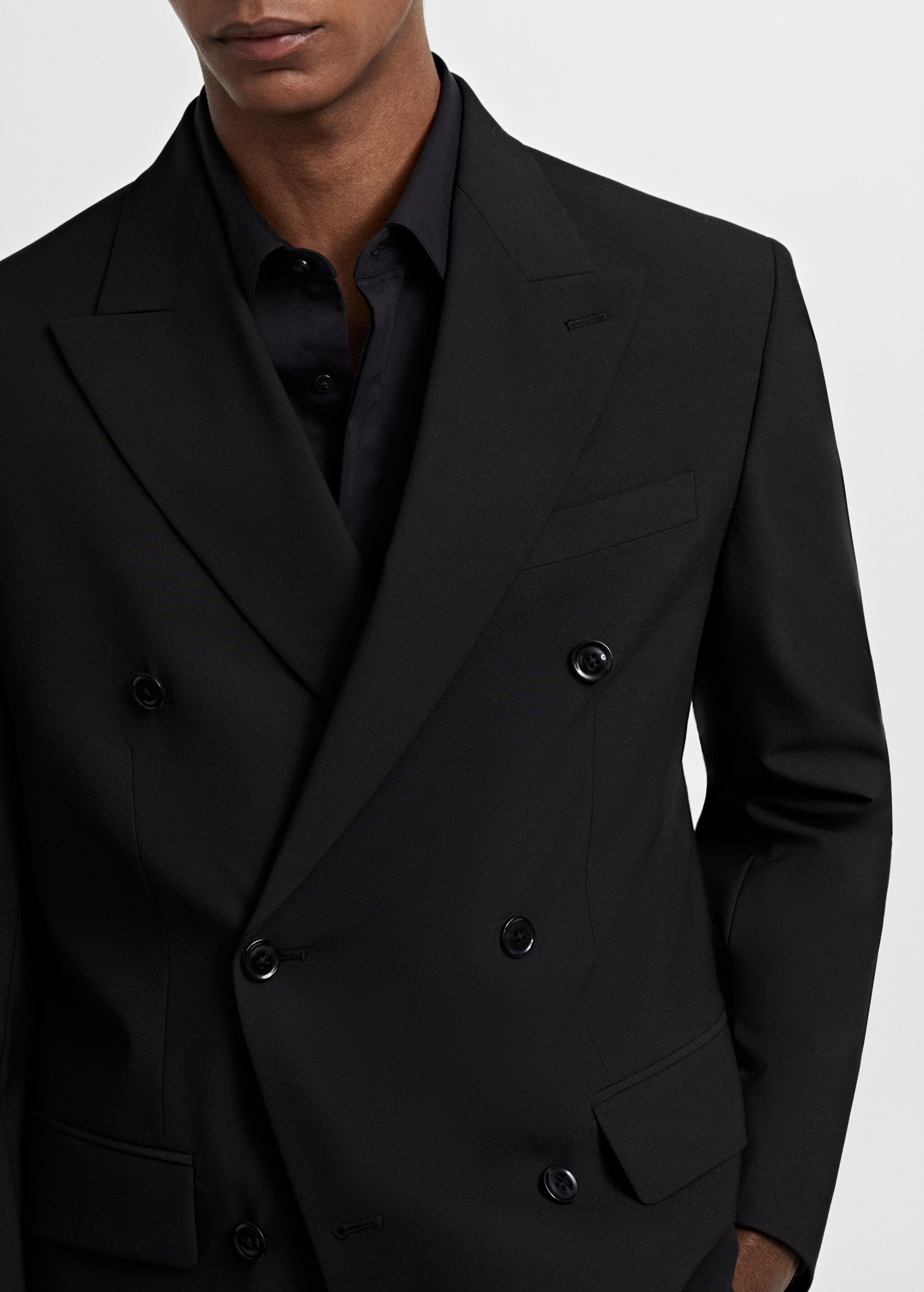 Slim fit double-breasted suit blazer - Details of the article 4