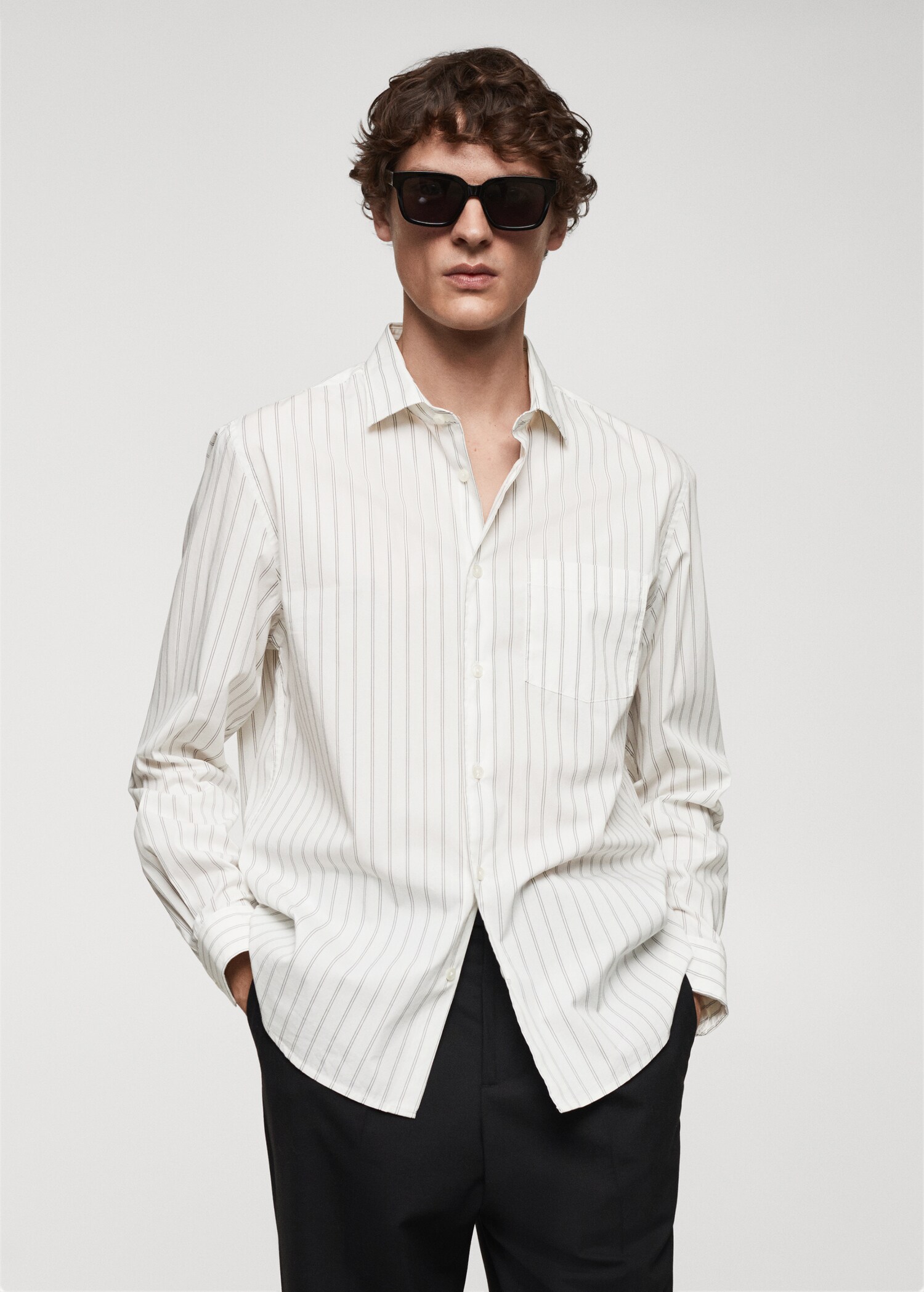 Classic-fit striped poplin shirt - Medium plane