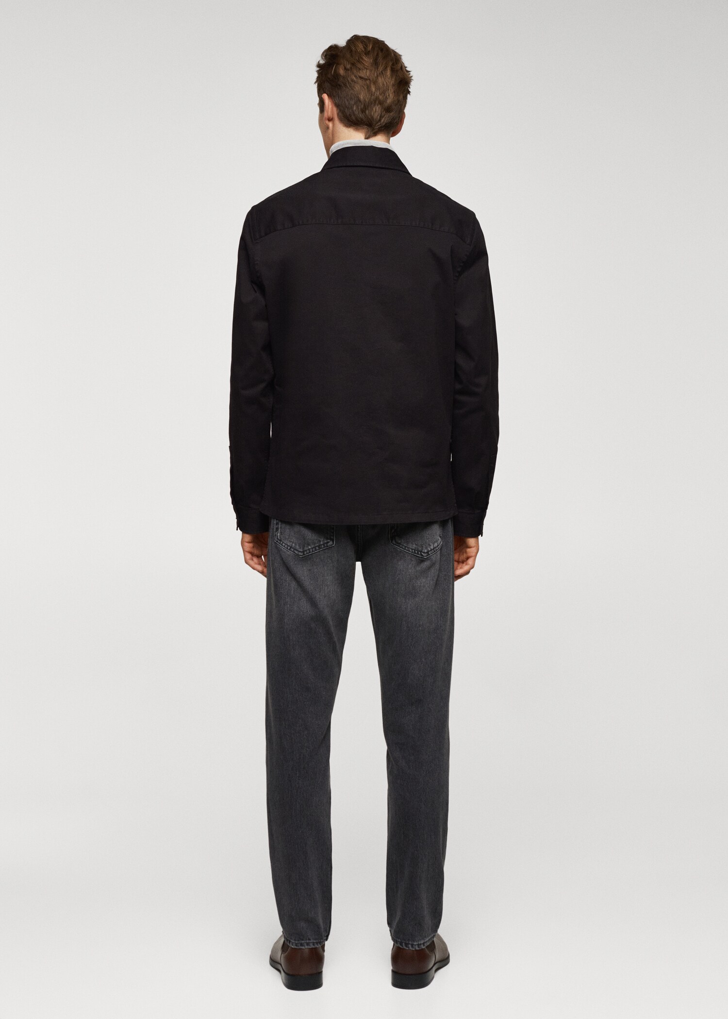 Stretch cotton overshirt with pockets - Reverse of the article