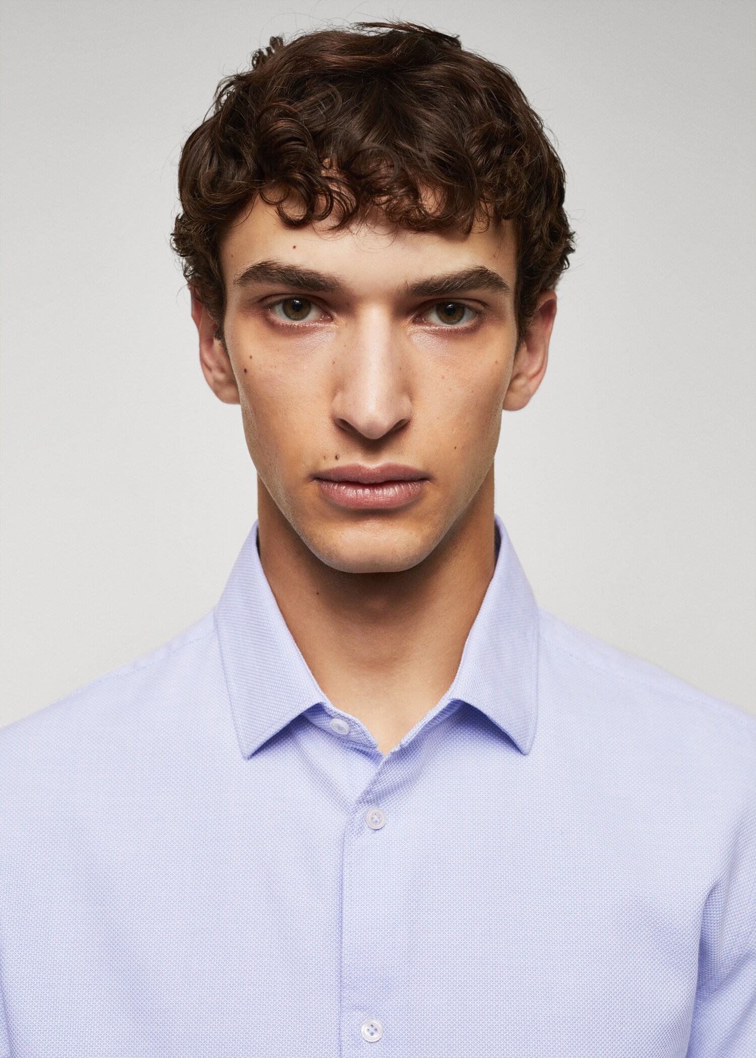 Slim-fit cotton structured shirt - Details of the article 1