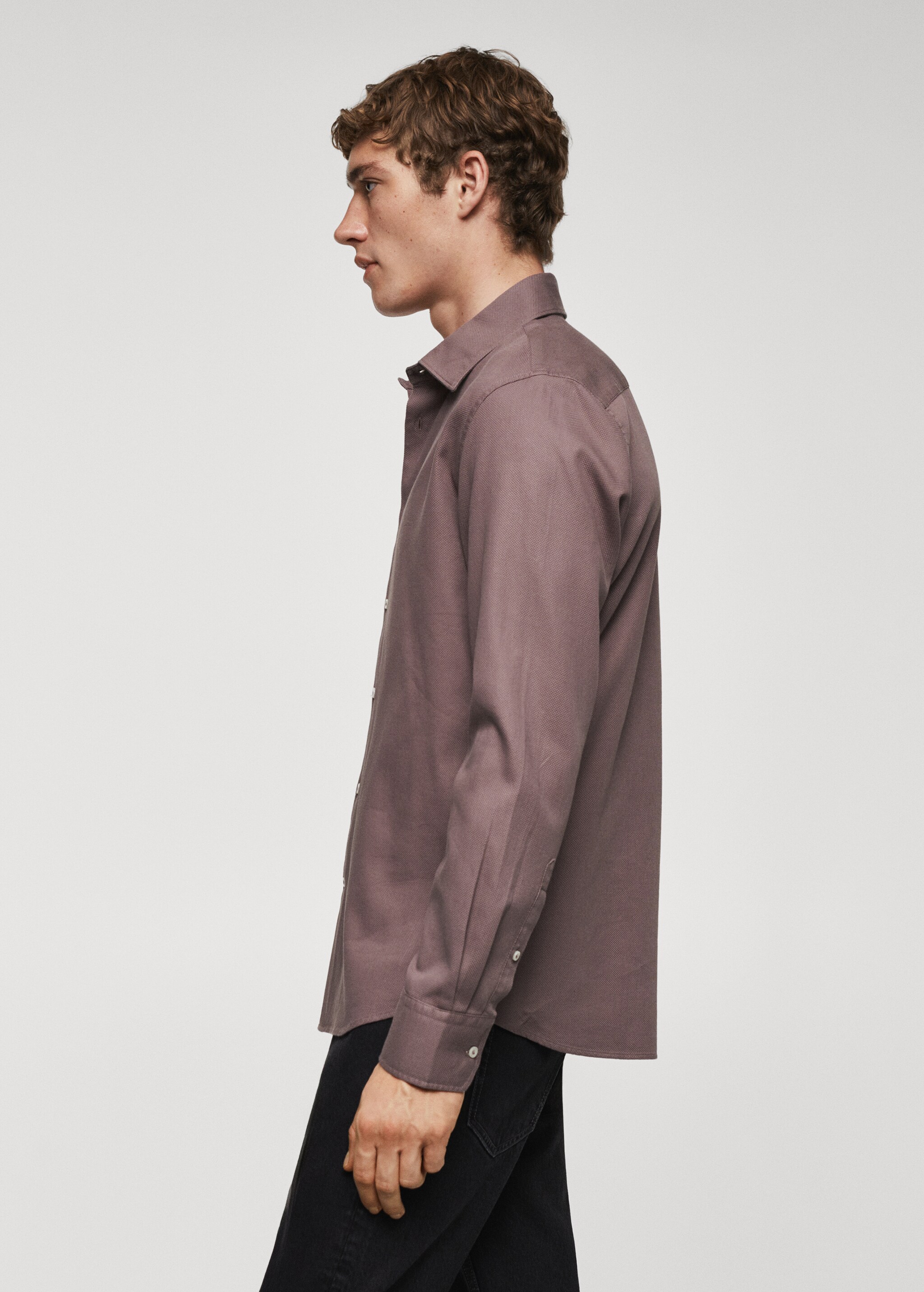 Slim-fit cotton structured shirt - Details of the article 2