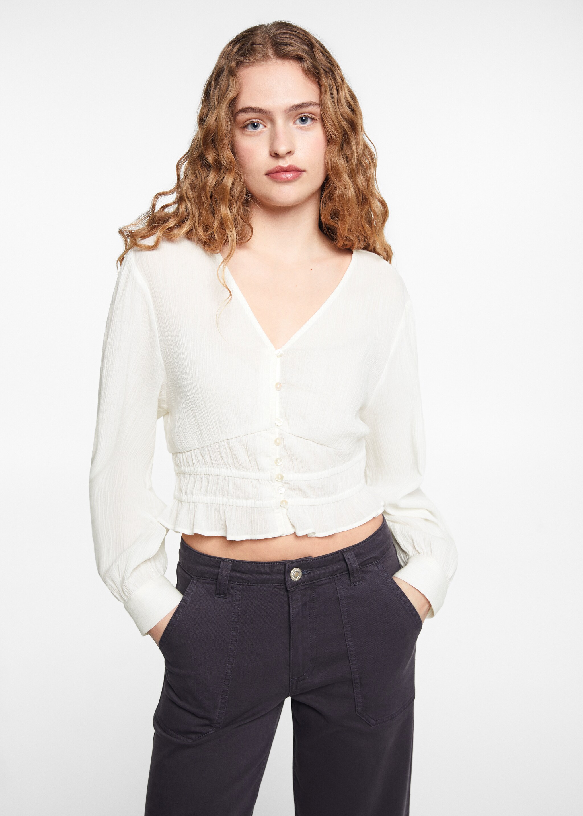 Blouse coton boutonnée - Plan moyen