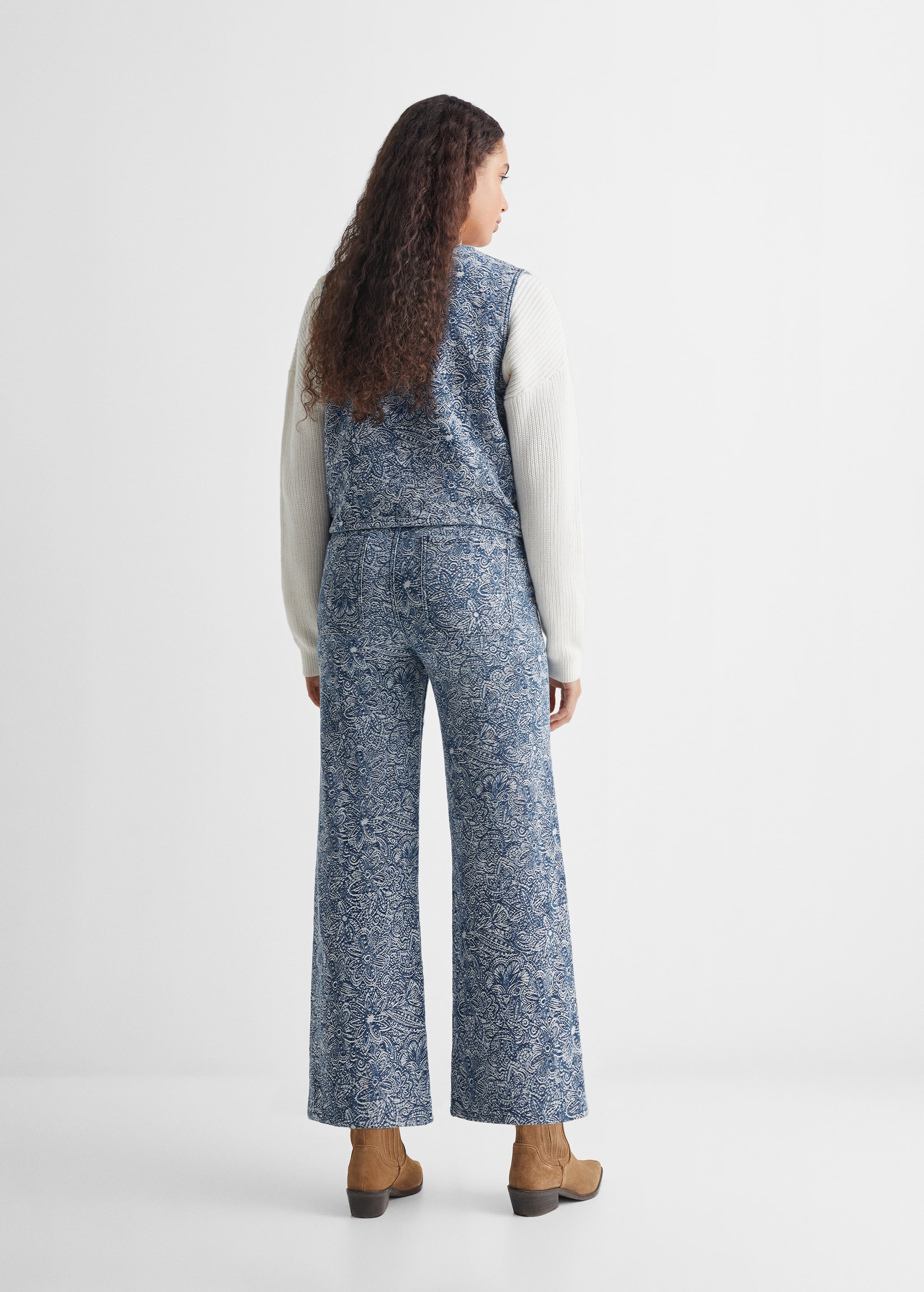 Embroidered straight trousers - Details of the article 1