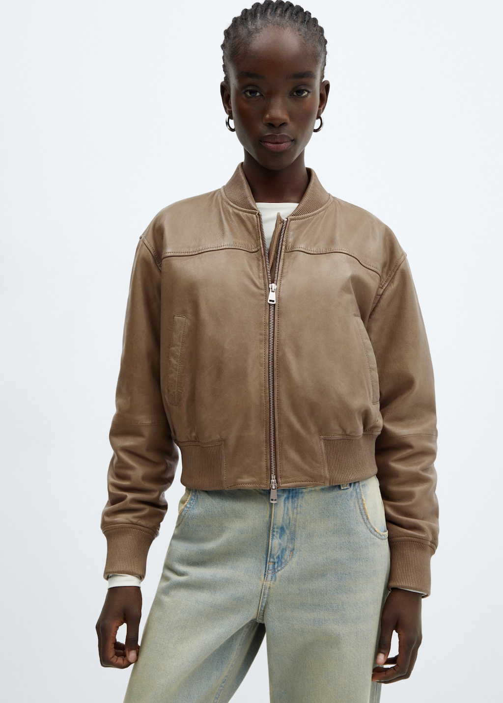 Leather bomber jacket - Women | MANGO Montenegro Leather bomber jacket - Women | MANGO Montenegro