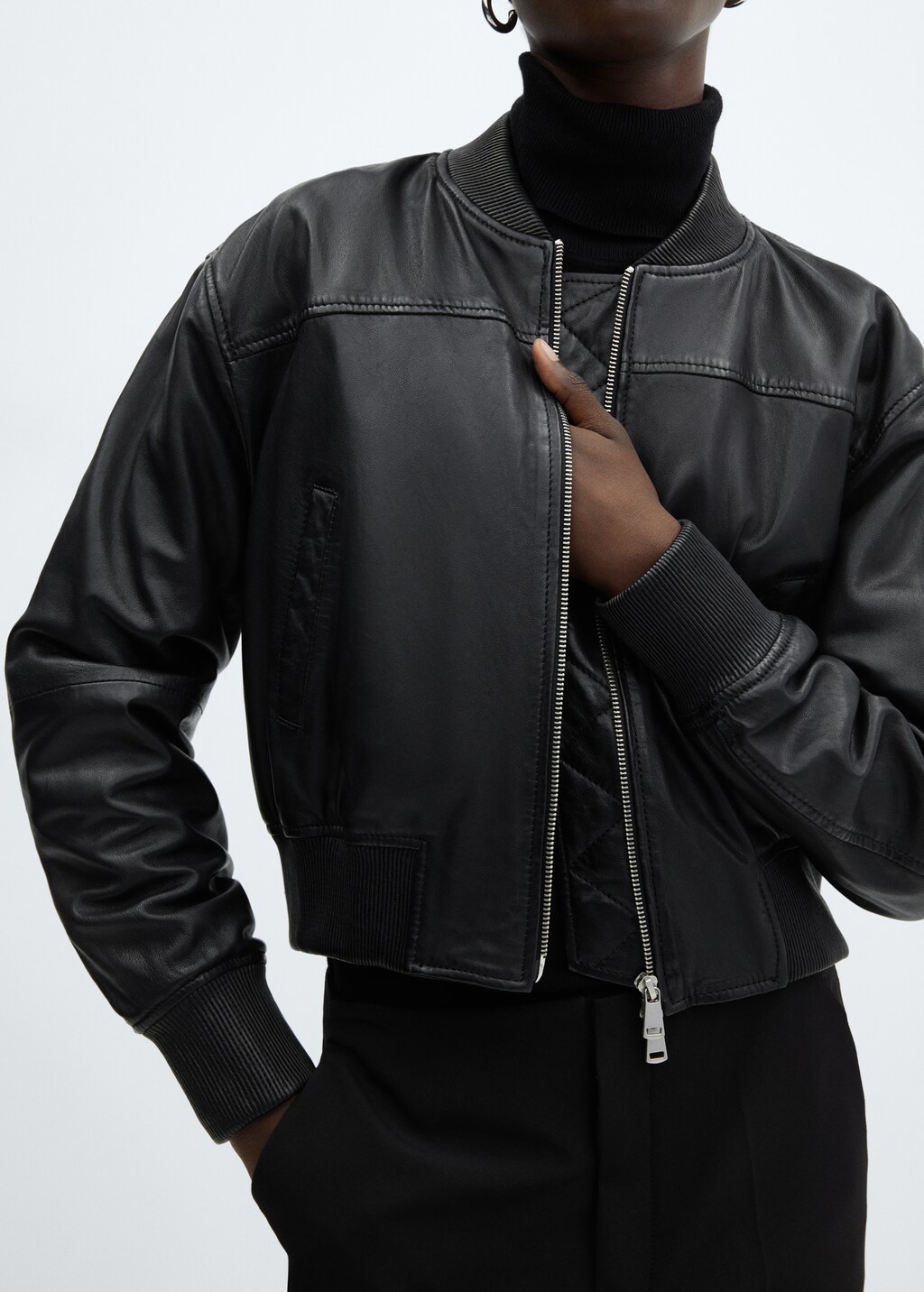 Leather bomber jacket - Women | MANGO China Leather bomber jacket - Women | MANGO China