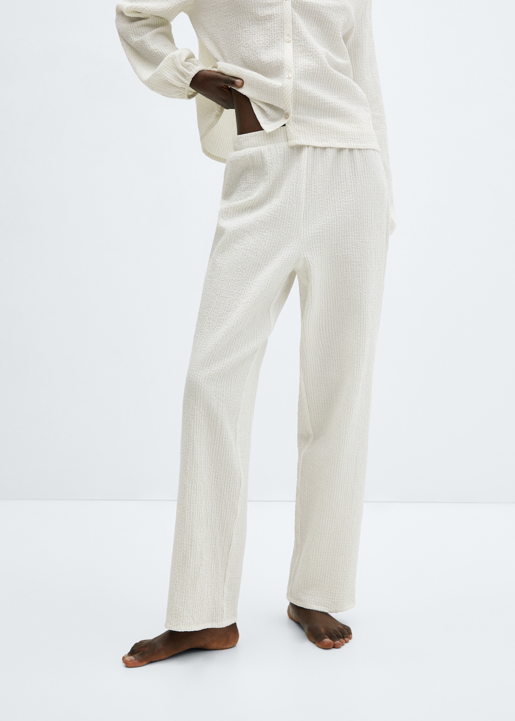 MANGO Cotton pyjama pack ecru M Woman