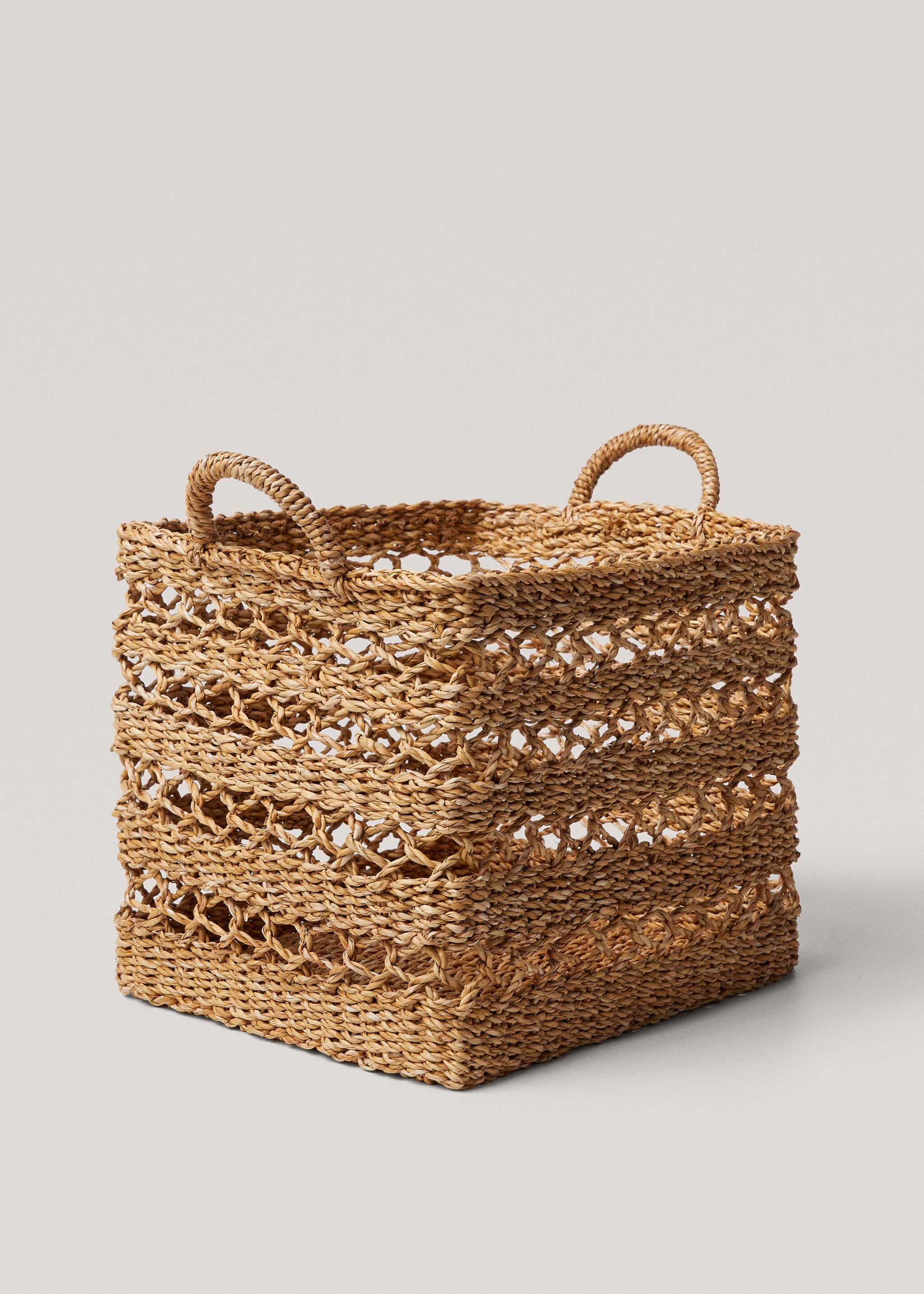 Natural fibre basket with handles 40x32cm - Details of the article 1