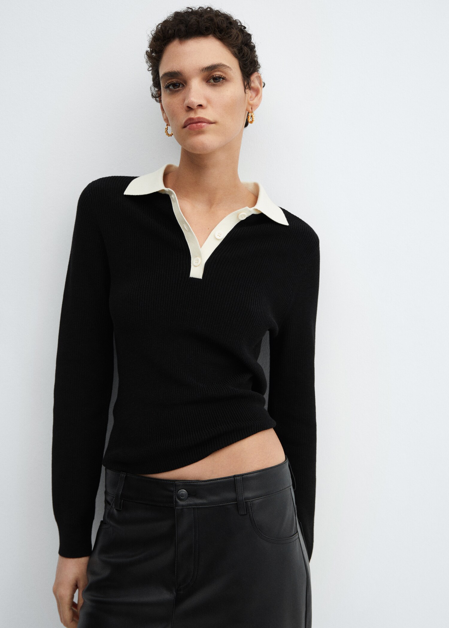 Knitted polo-neck sweater - Medium plane