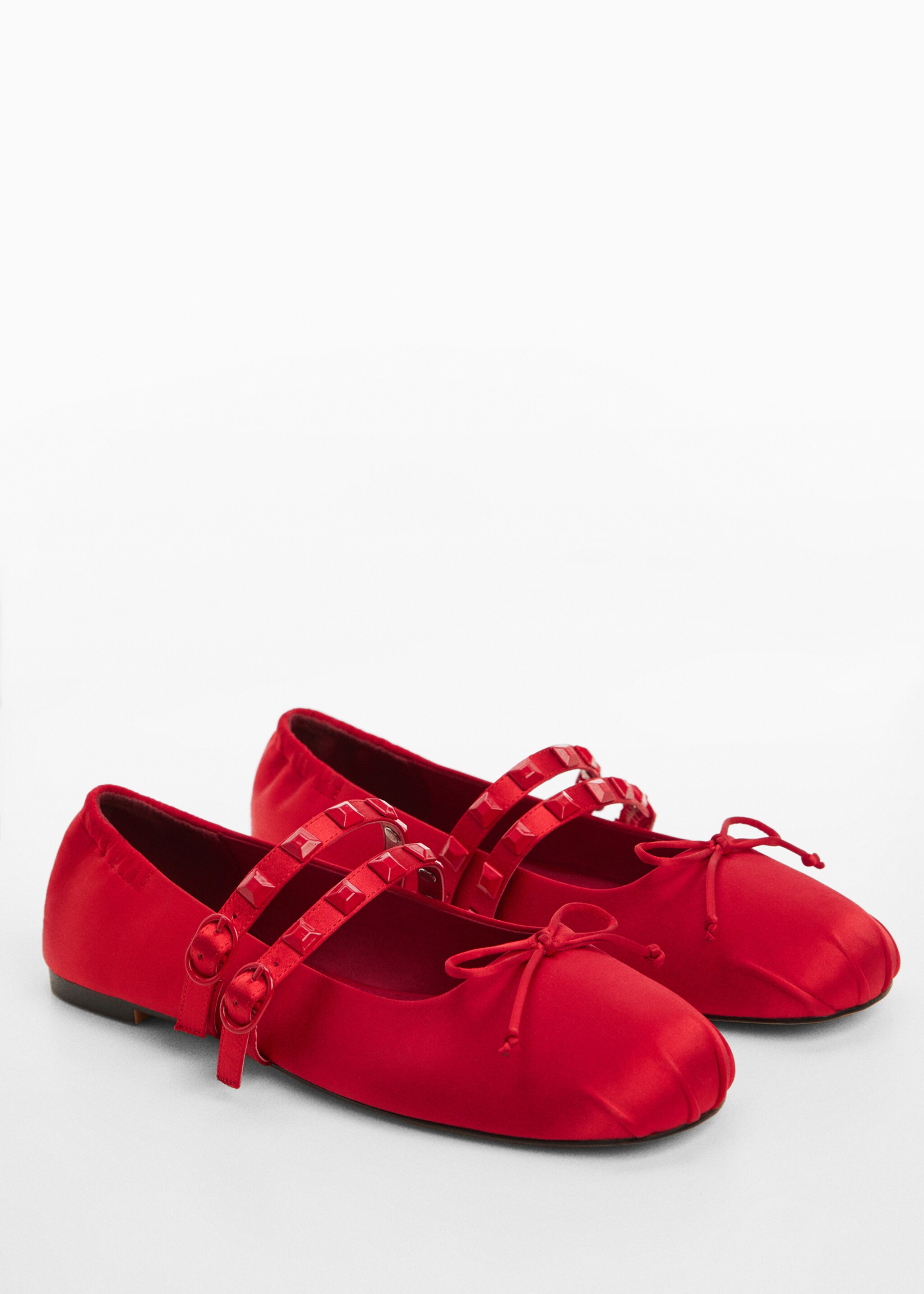 Satin ballet flats with studs - Medium plane