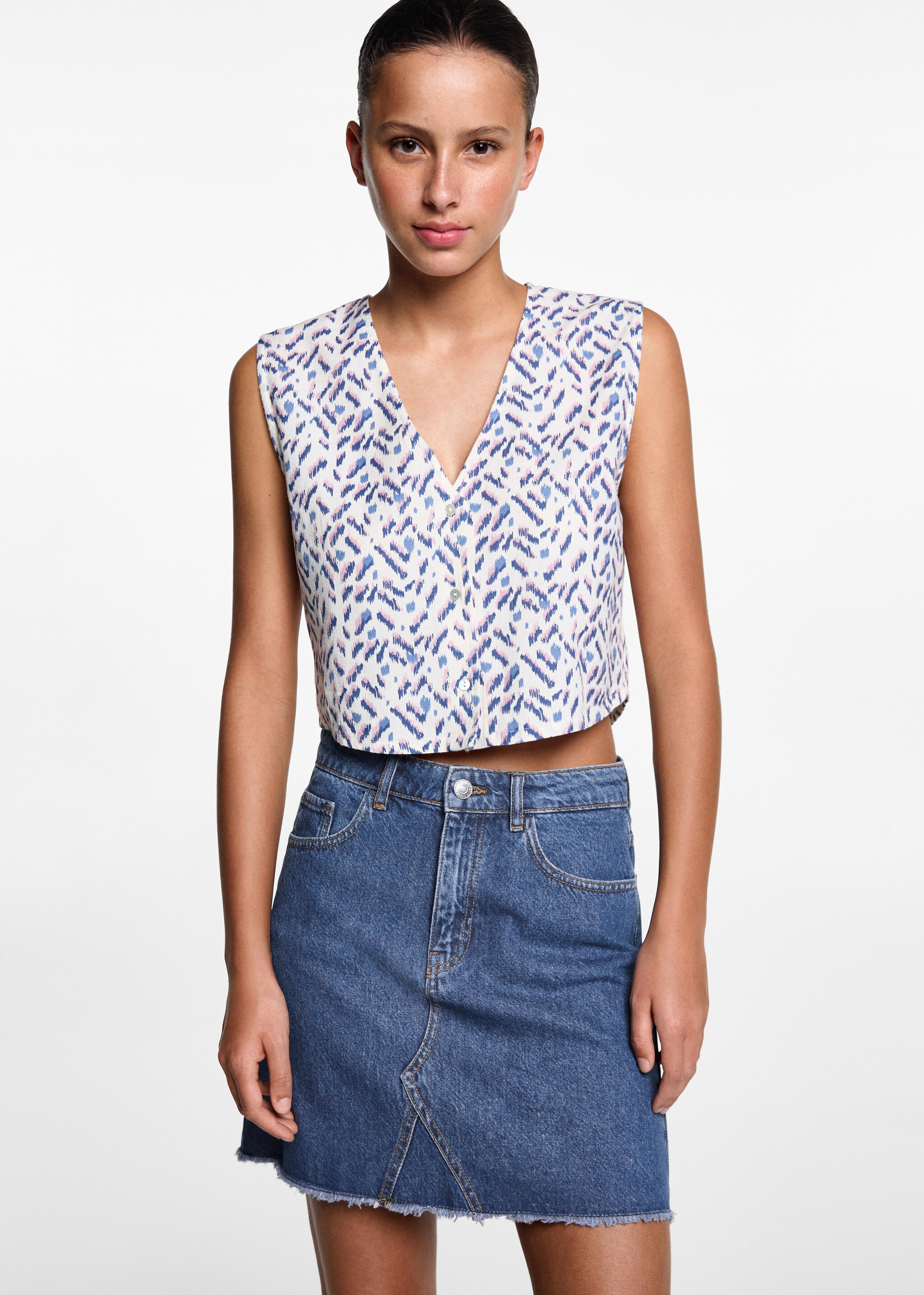 Falda denim - Plano medio