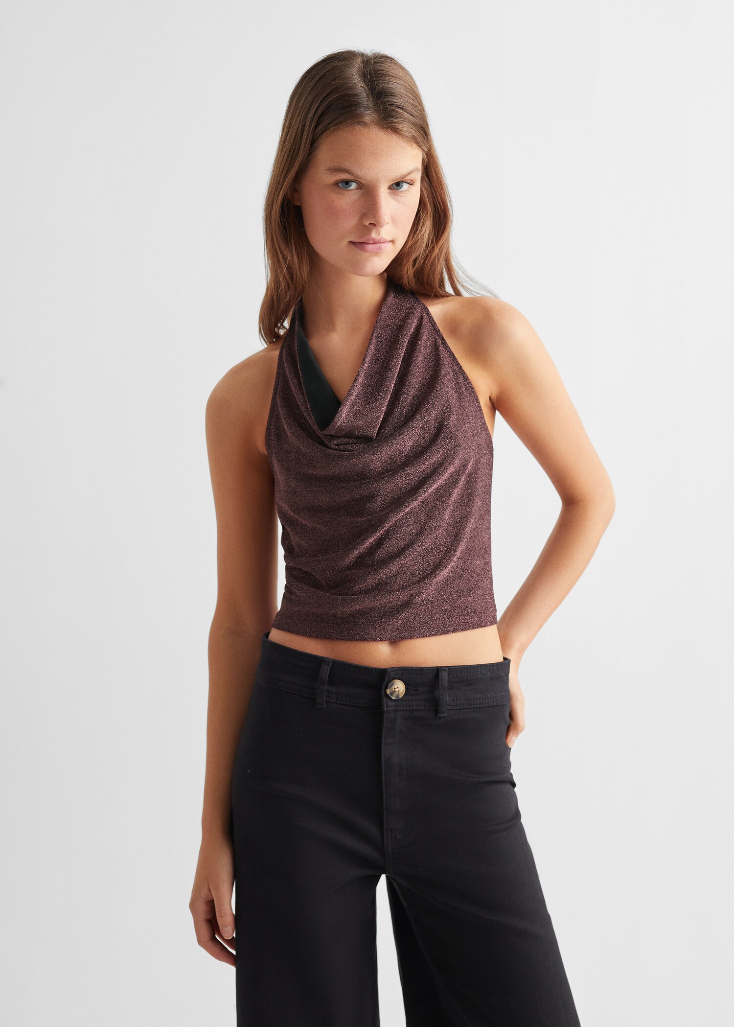 Neckholder-Top mit Metallic-Effekt - Teen | MANGO Deutschland