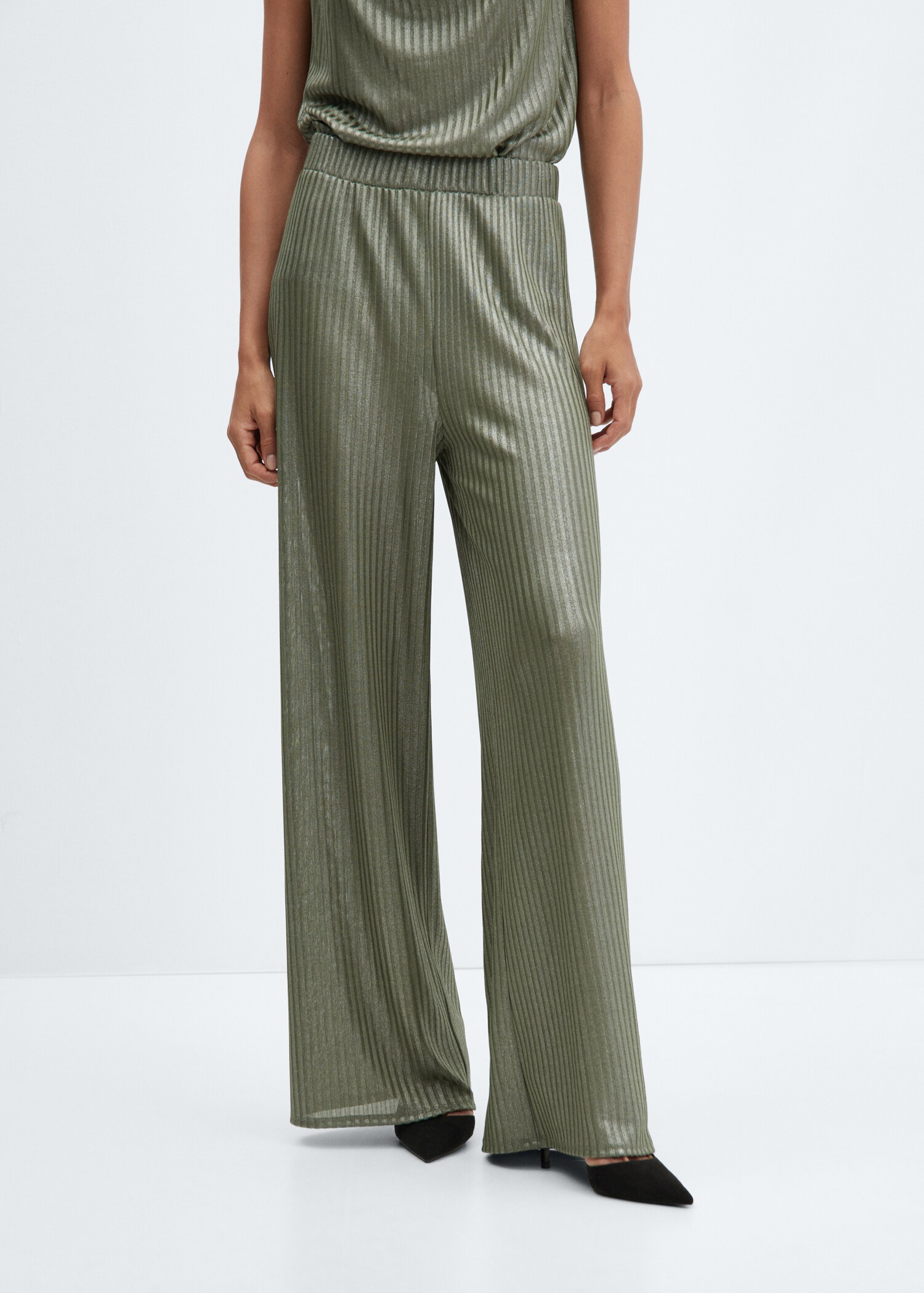 Pantalon wideleg taille élastique - Plan moyen