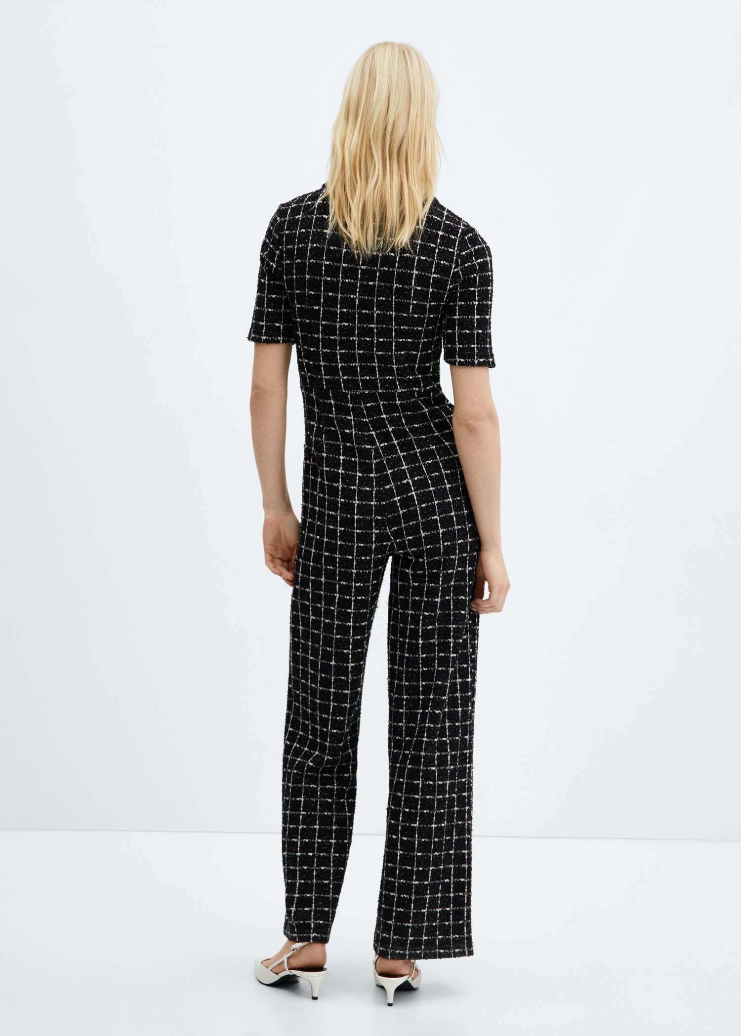 Short-sleeved tweed jumpsuit - Reverse of the article