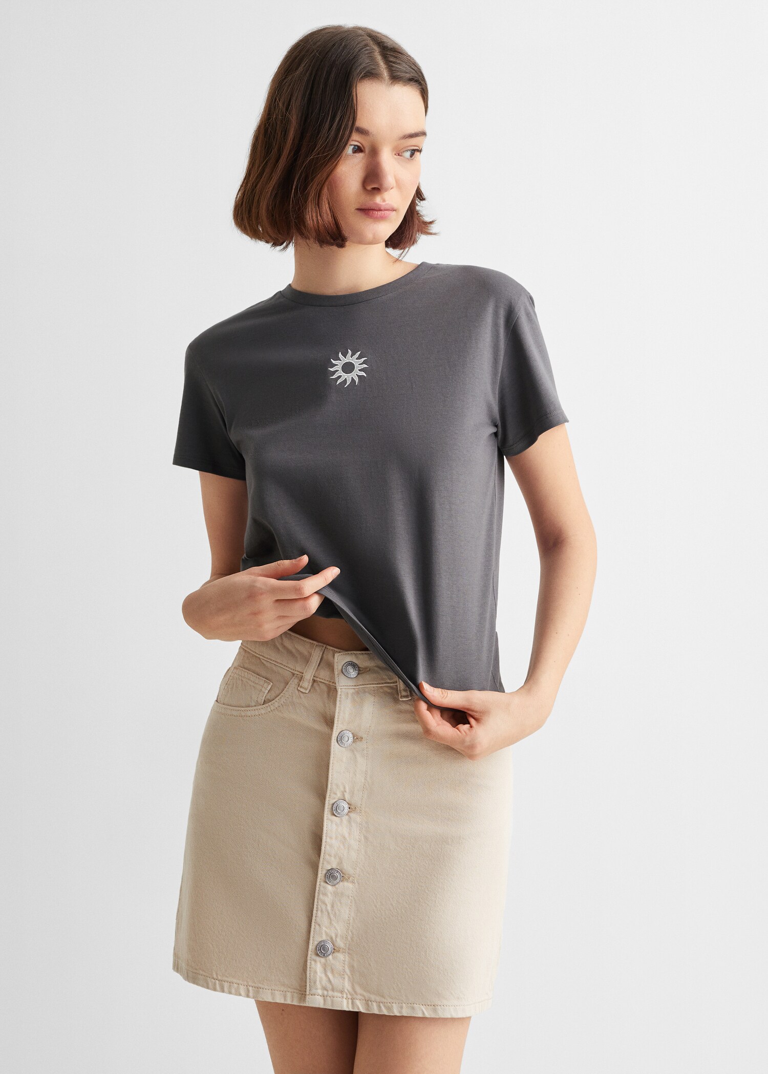 Printed cotton-blend T-shirt - Medium plane