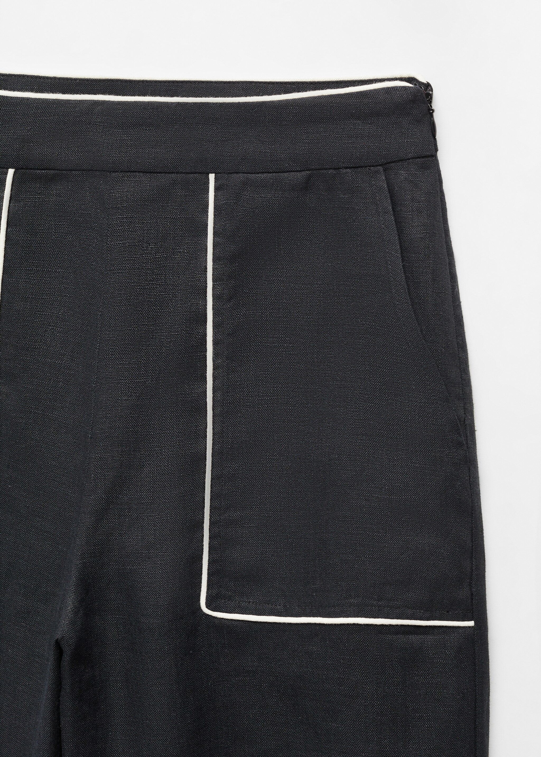 Contrast trim linen trousers - Details of the article 8
