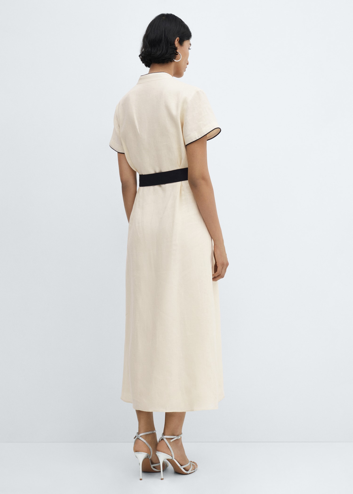 Buttoned linen-blend dress - Reverse of the article