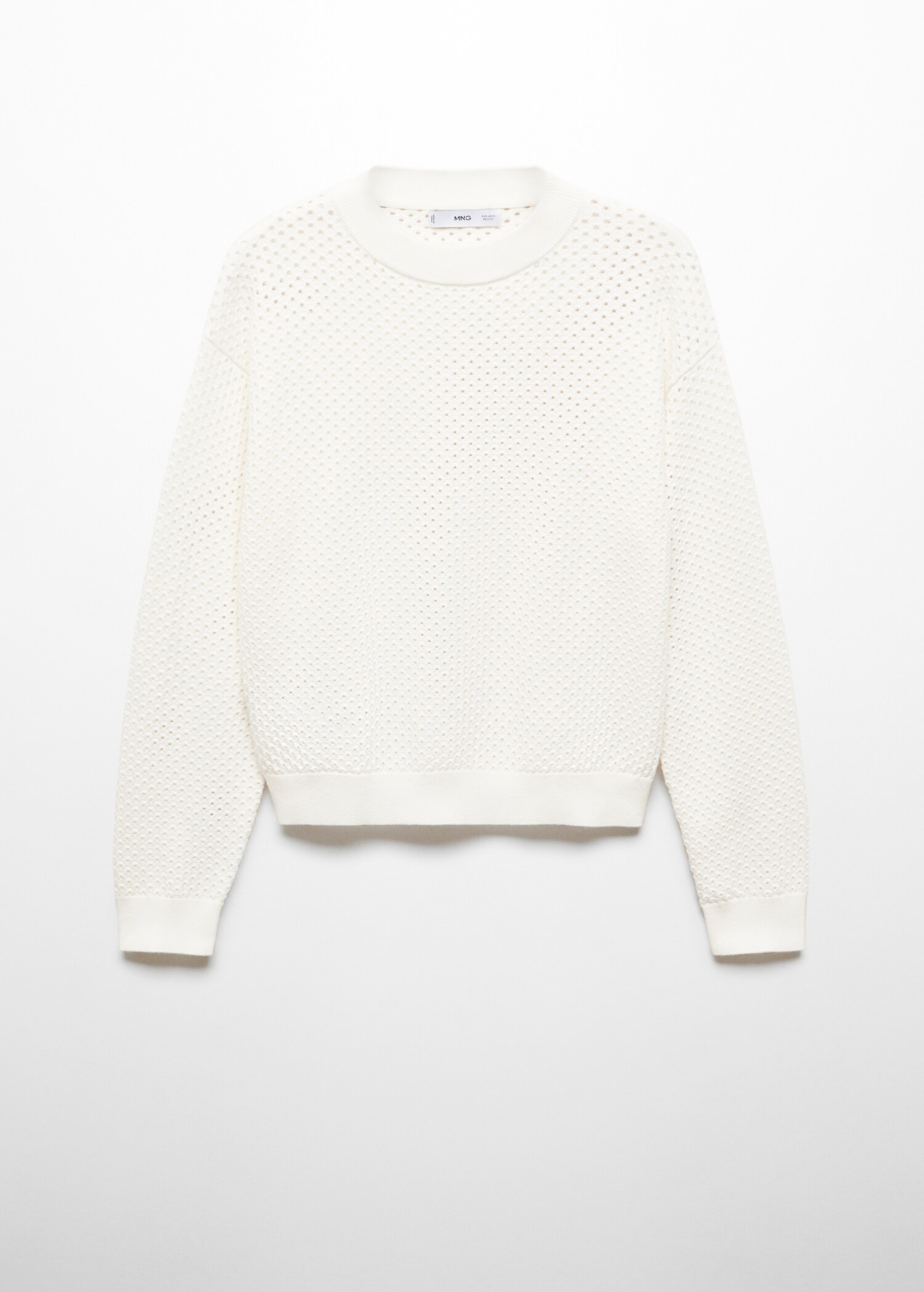 Openwork Round Neck Half Sleeve Sweater