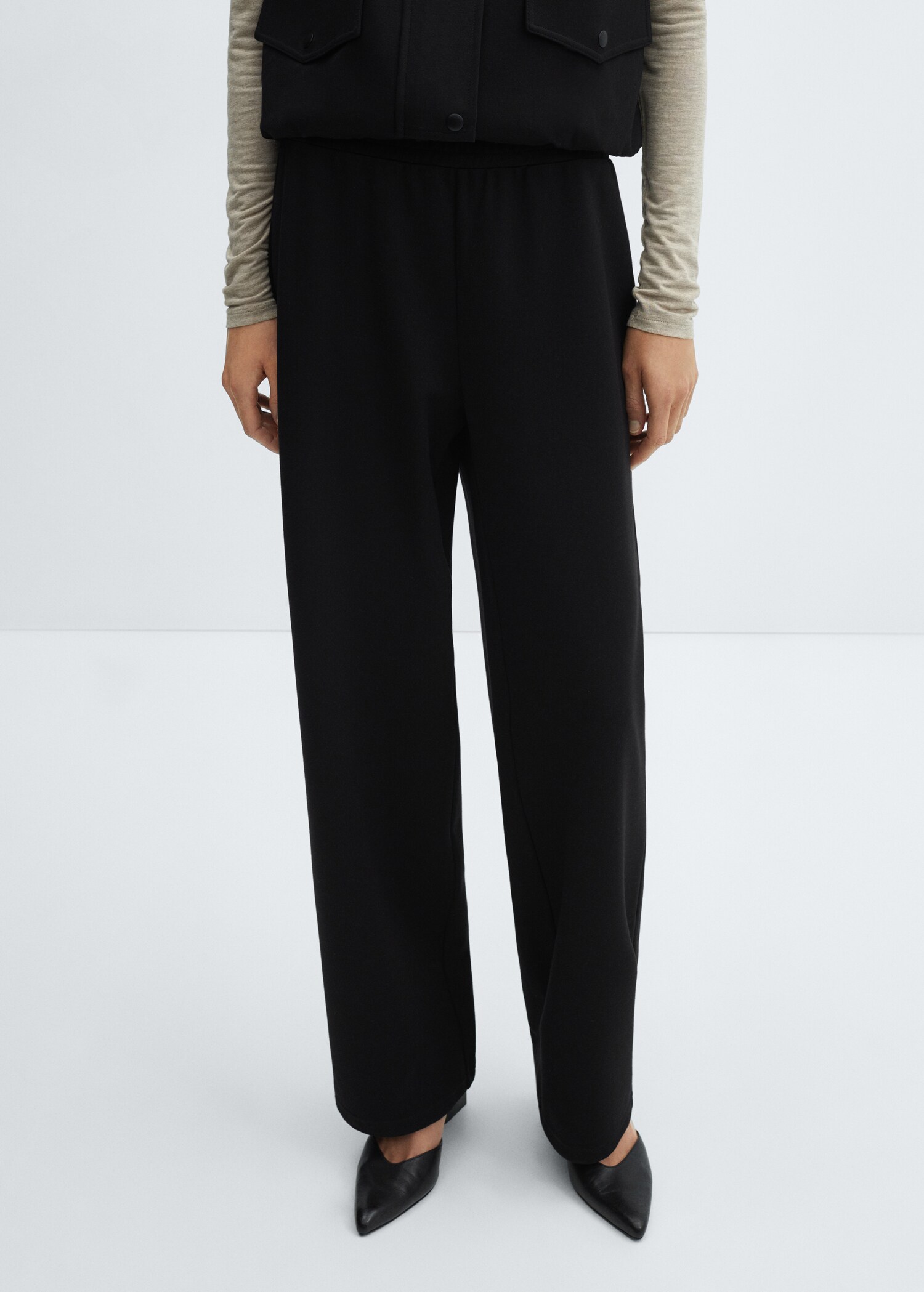 Pantalon droit taille élastique - Plan moyen