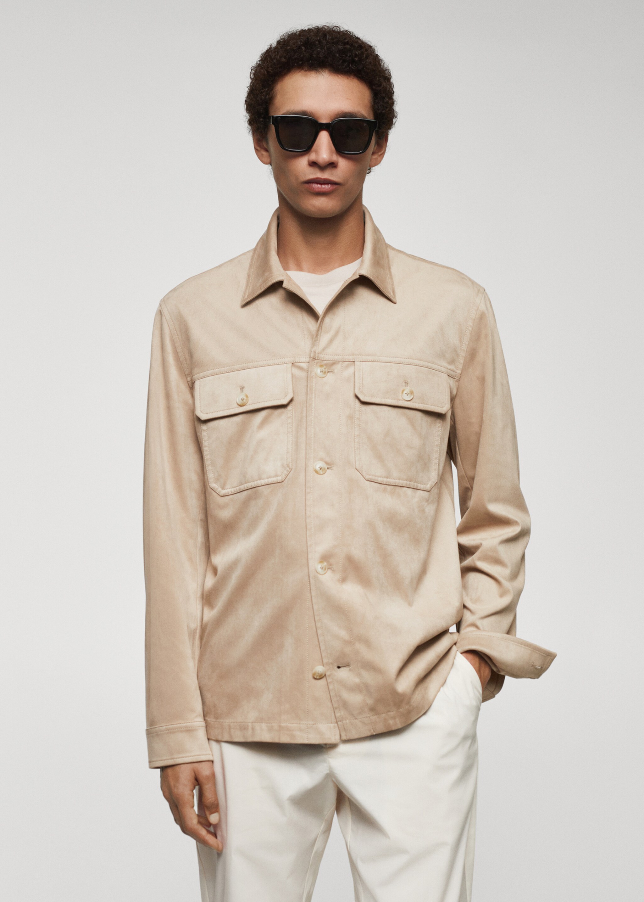 Suede effect overshirt with pockets - Medium plane