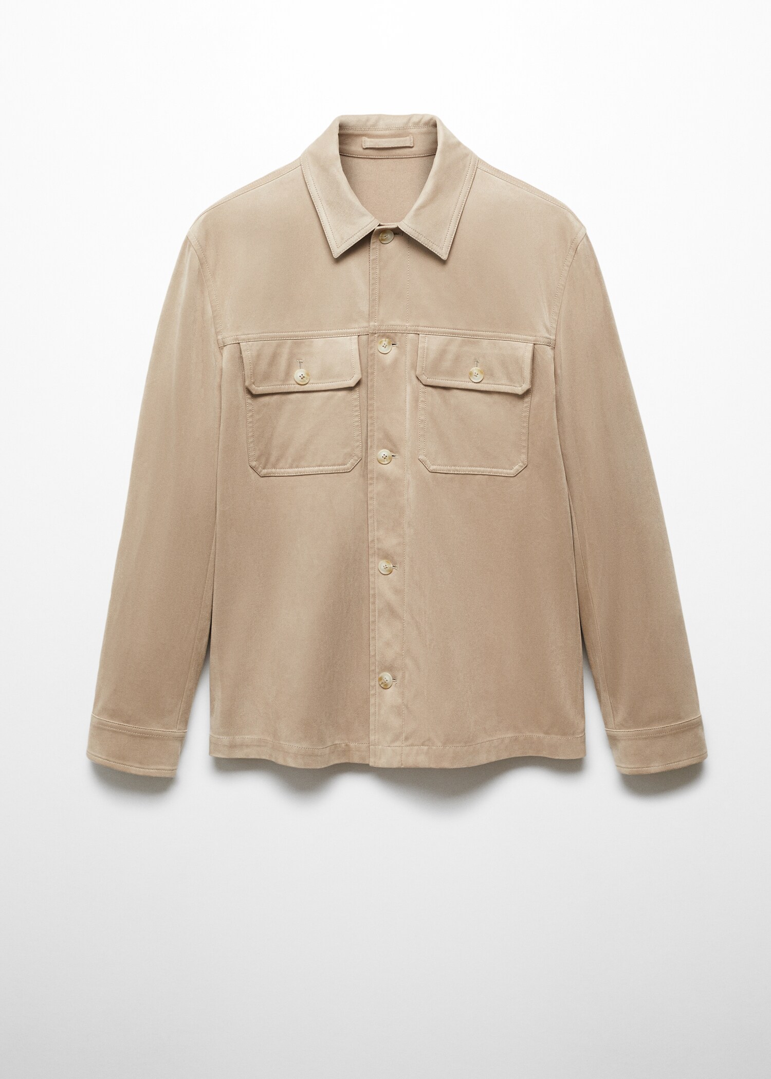 Suede effect overshirt with pockets - Article without model