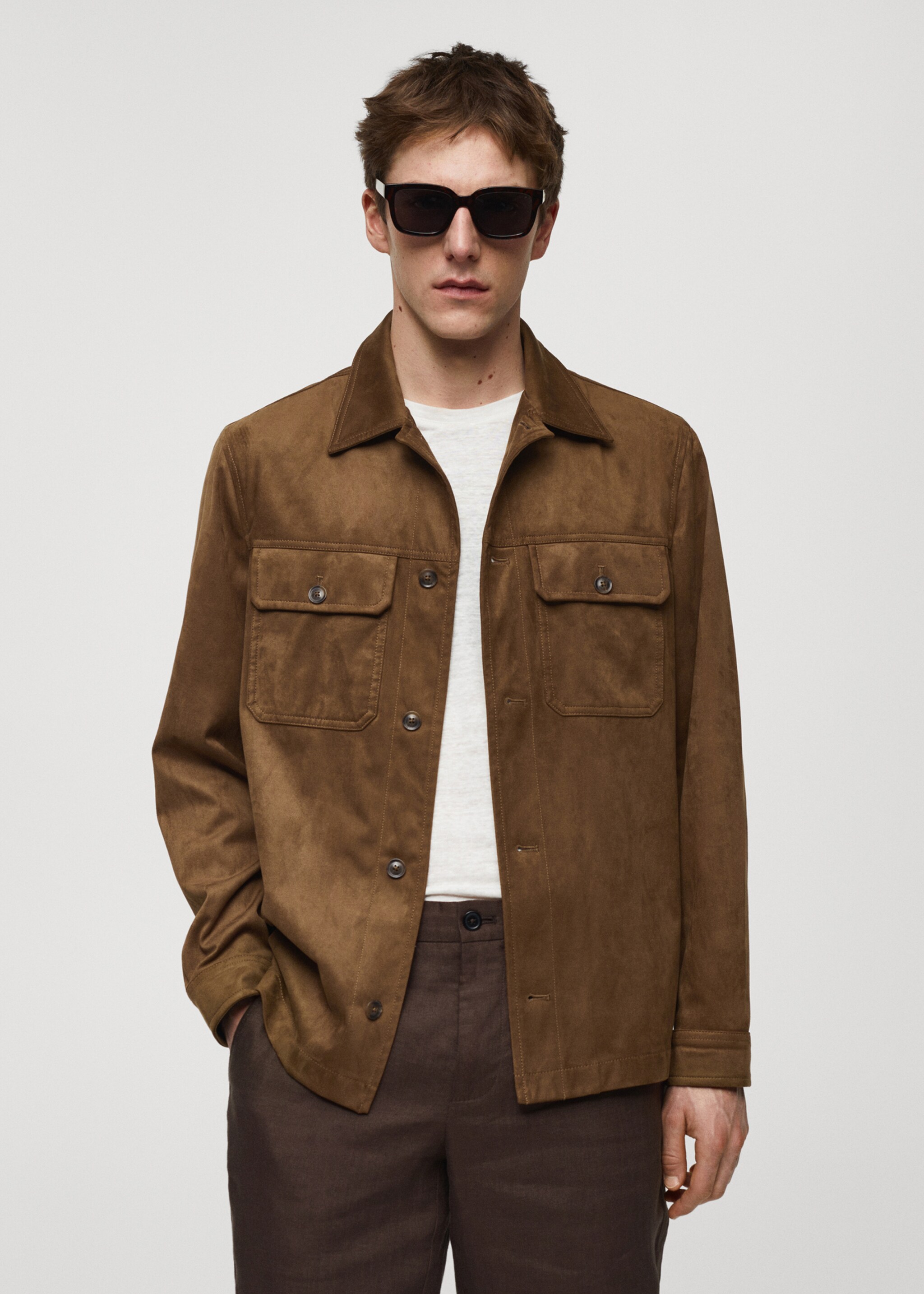 Suede effect overshirt with pockets - Medium plane