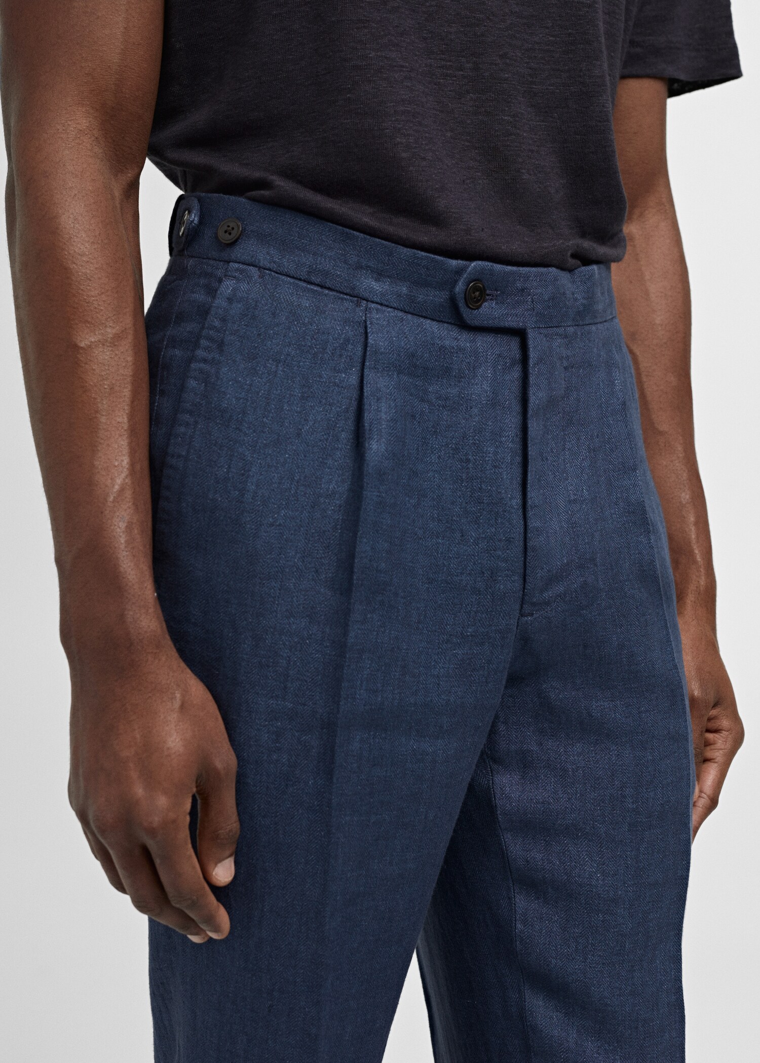 Slim-fit pantalon 100% linnen visgraat - Detail van het artikel 1