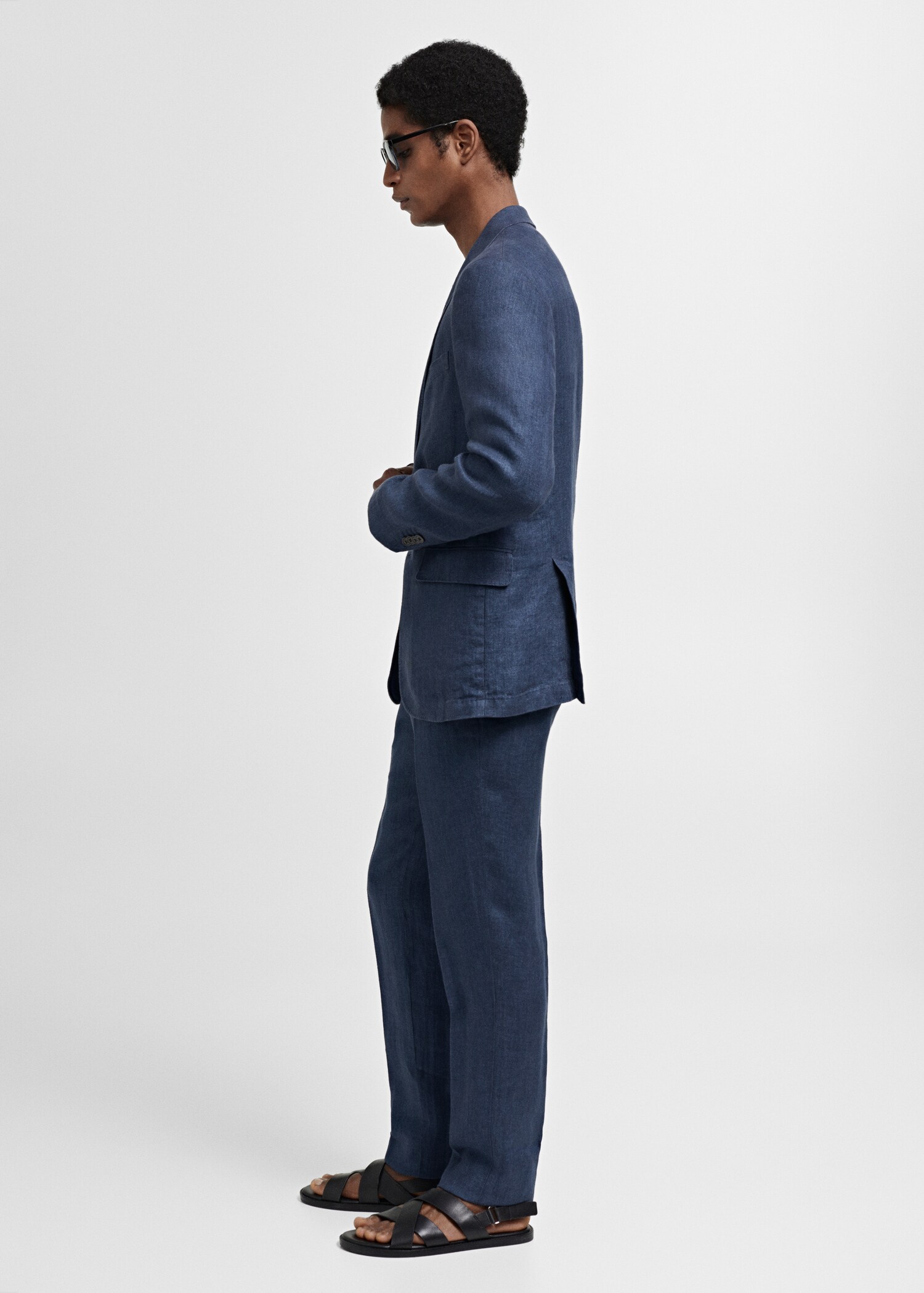 Slim-fit pantalon 100% linnen visgraat - Detail van het artikel 2