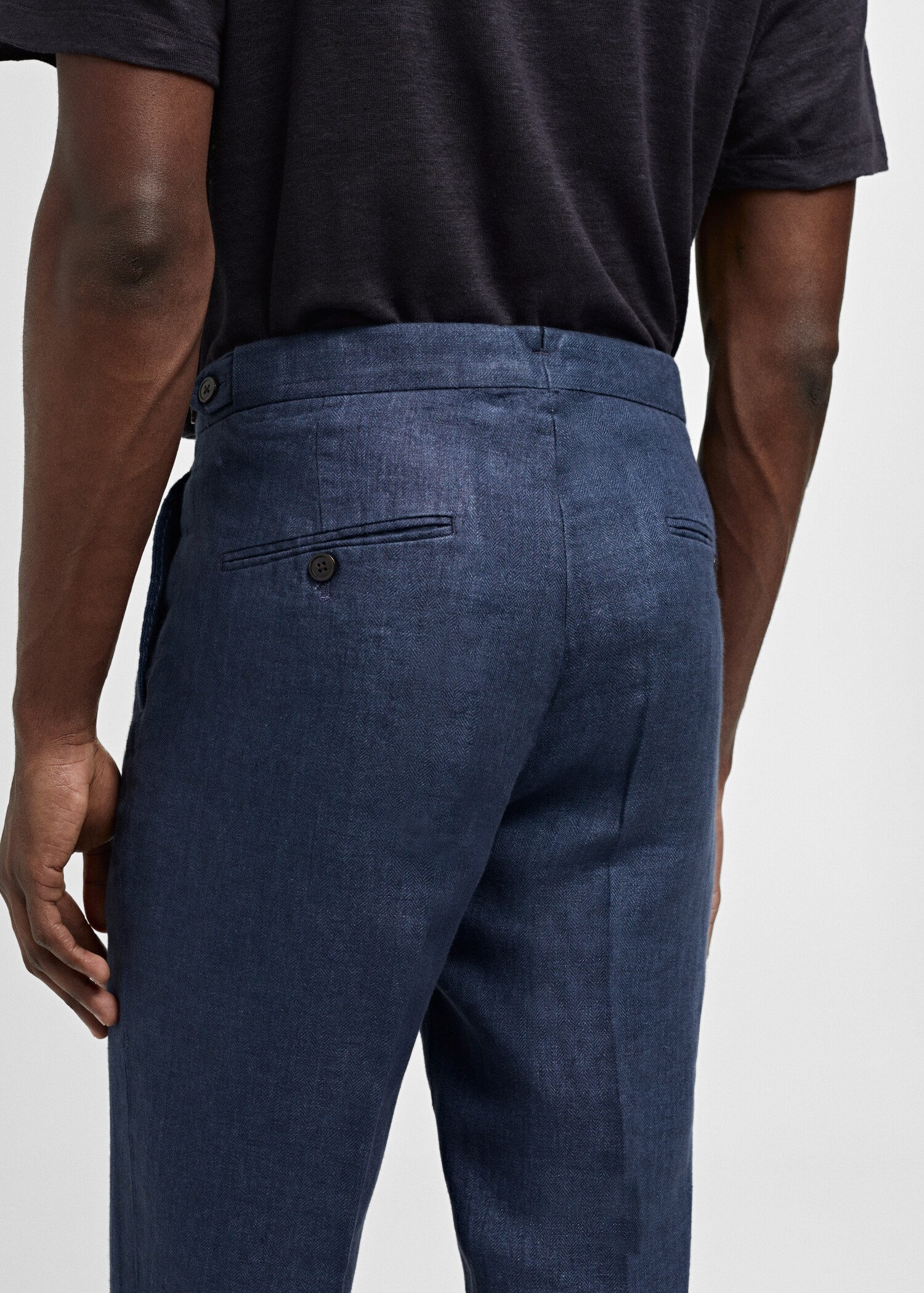 Slim-fit pantalon 100% linnen visgraat - Detail van het artikel 4