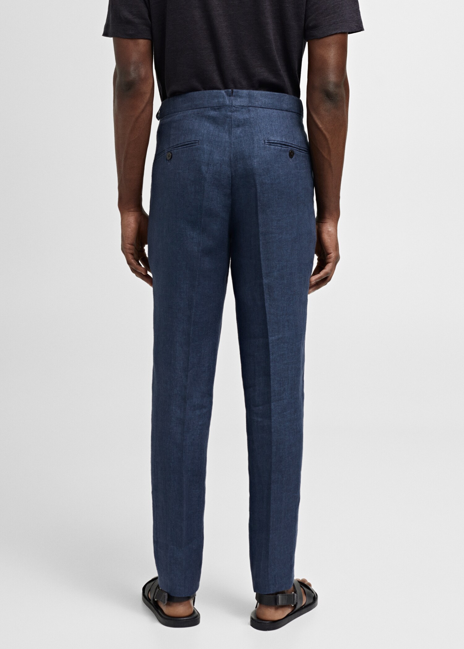 Pantaloni completo slim-fit 100% lino spigati - Retro dell'articolo