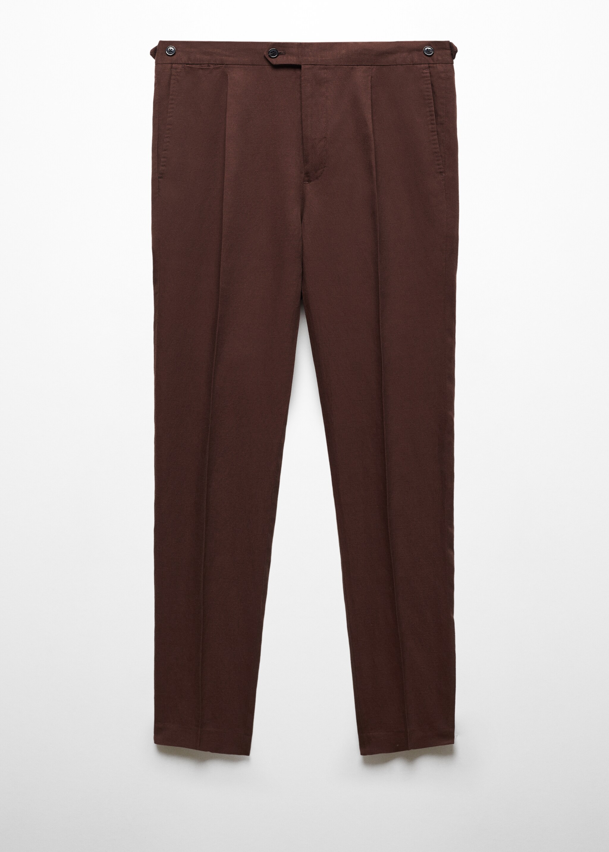 Spodnie garniturowe lniane slim fit z zaszewkami - Artykuł bez modela/modelki