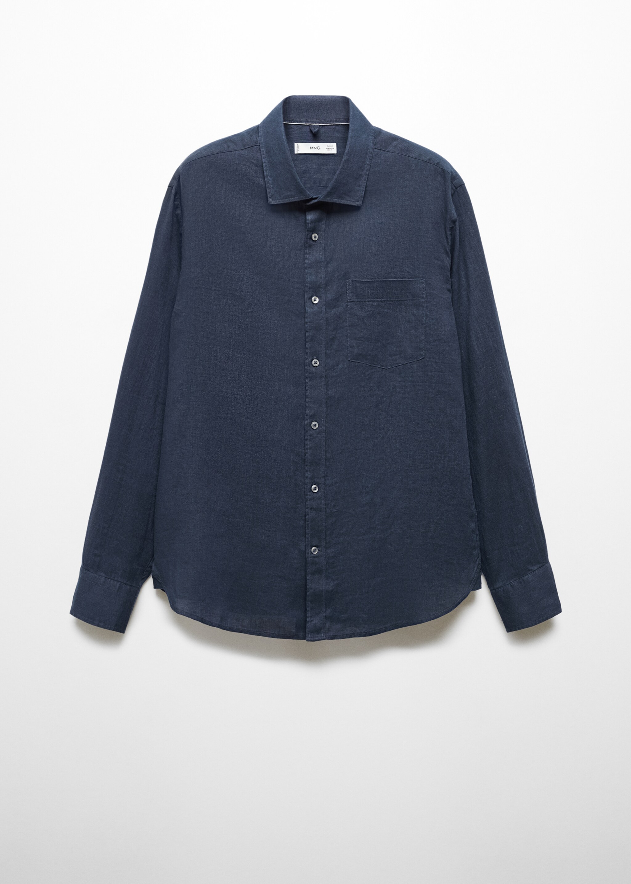 Classic fit 100% linen shirt - Article without model, Dark Navy. Ref: 67045982-00.