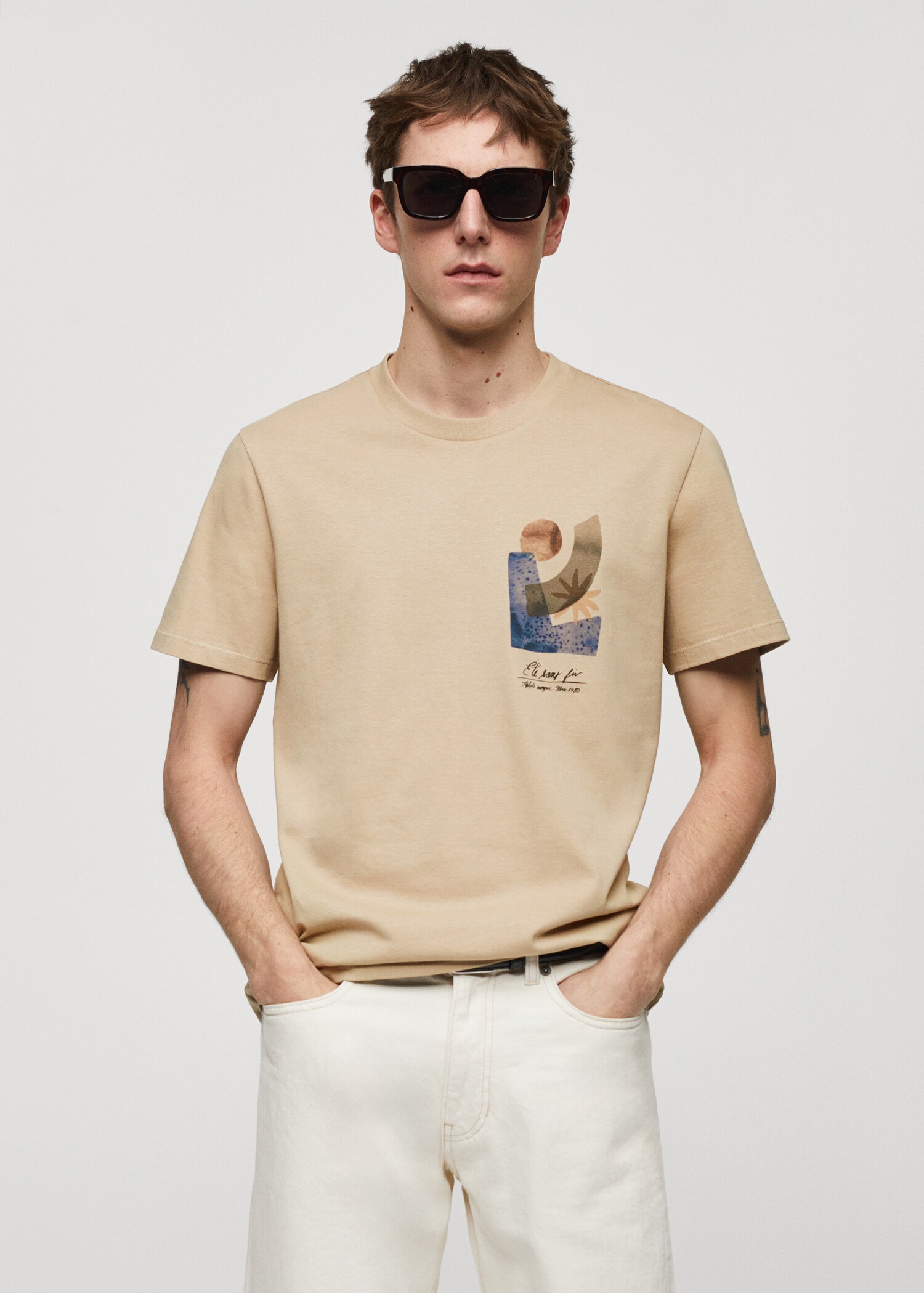 T-shirt de 100% algodão estampada - Plano médio