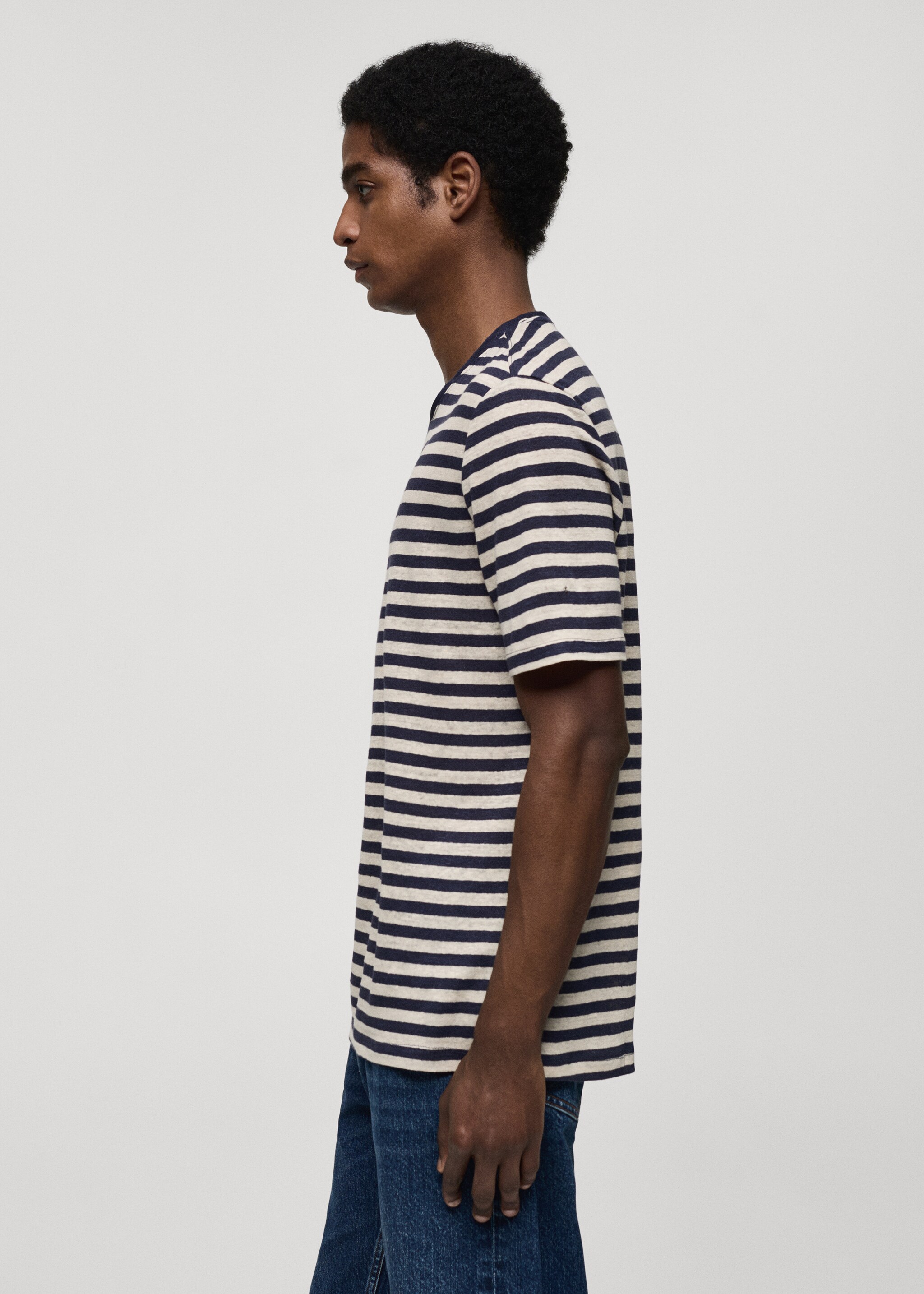 100% linen striped t-shirt - Details of the article 2