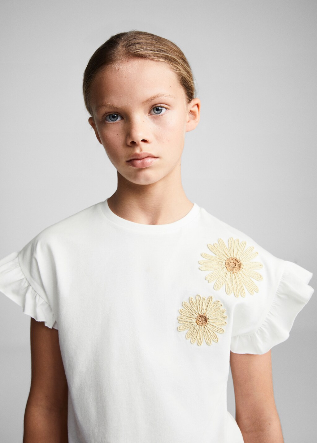white t shirt with flowers