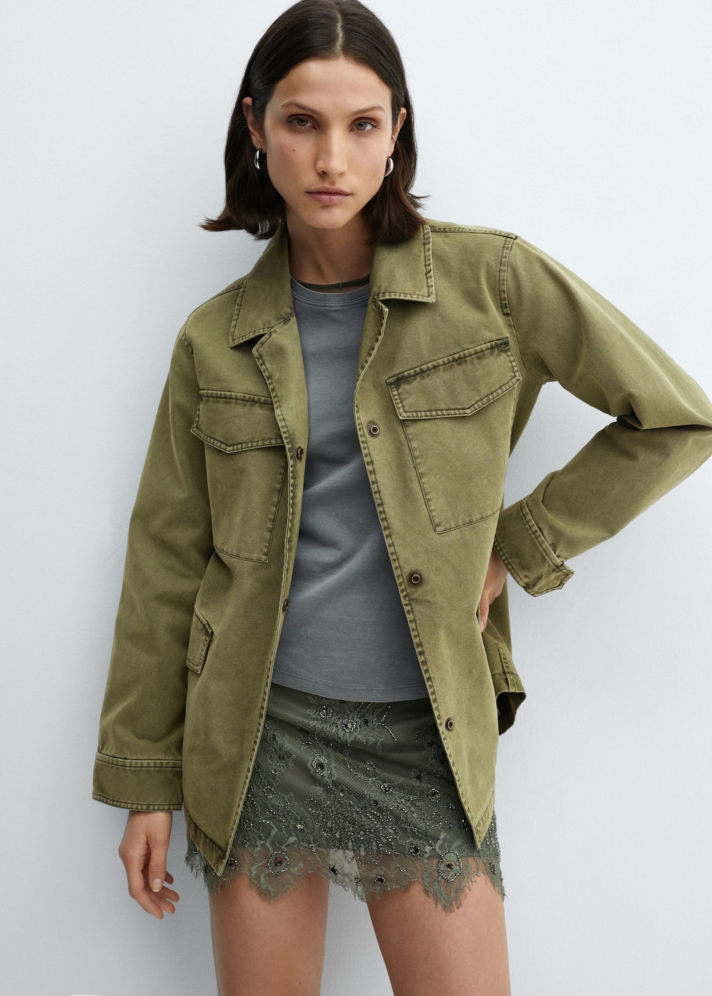 Chest pocket cotton overshirt Women MANGO Thailand