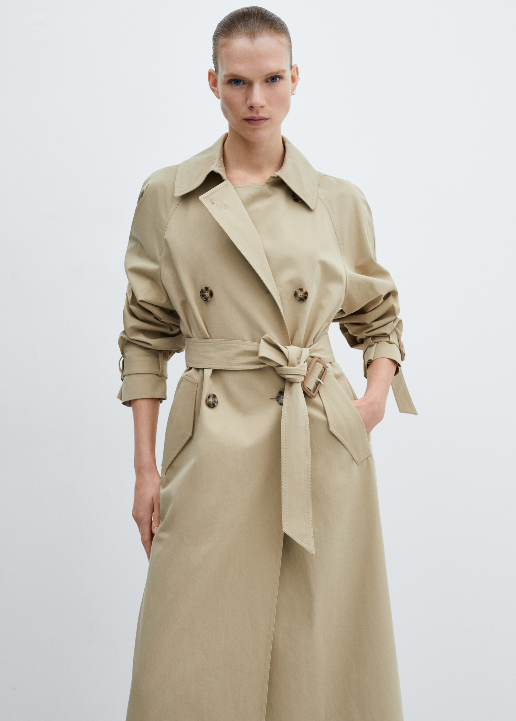 Double-breasted cotton trench coat - Medium plane