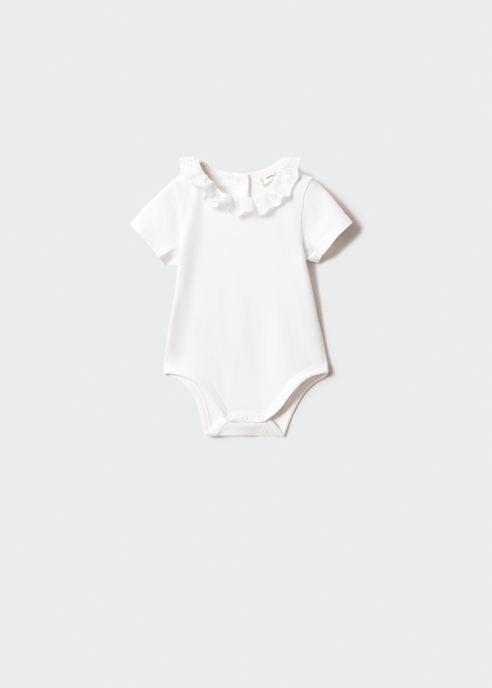 Cotton bodysuit with embroidered collar - Article without model