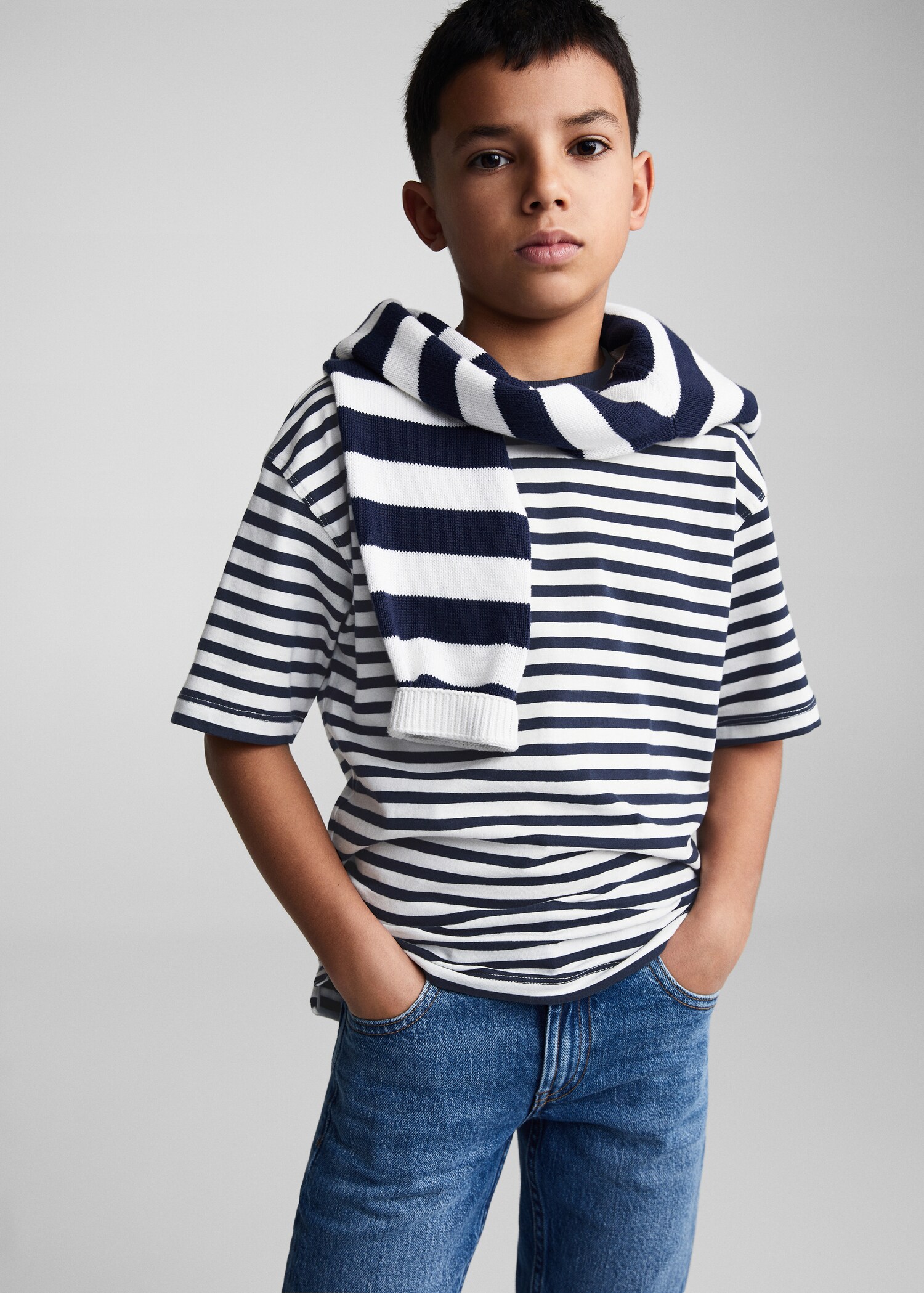 Striped cotton T-shirt - Medium plane