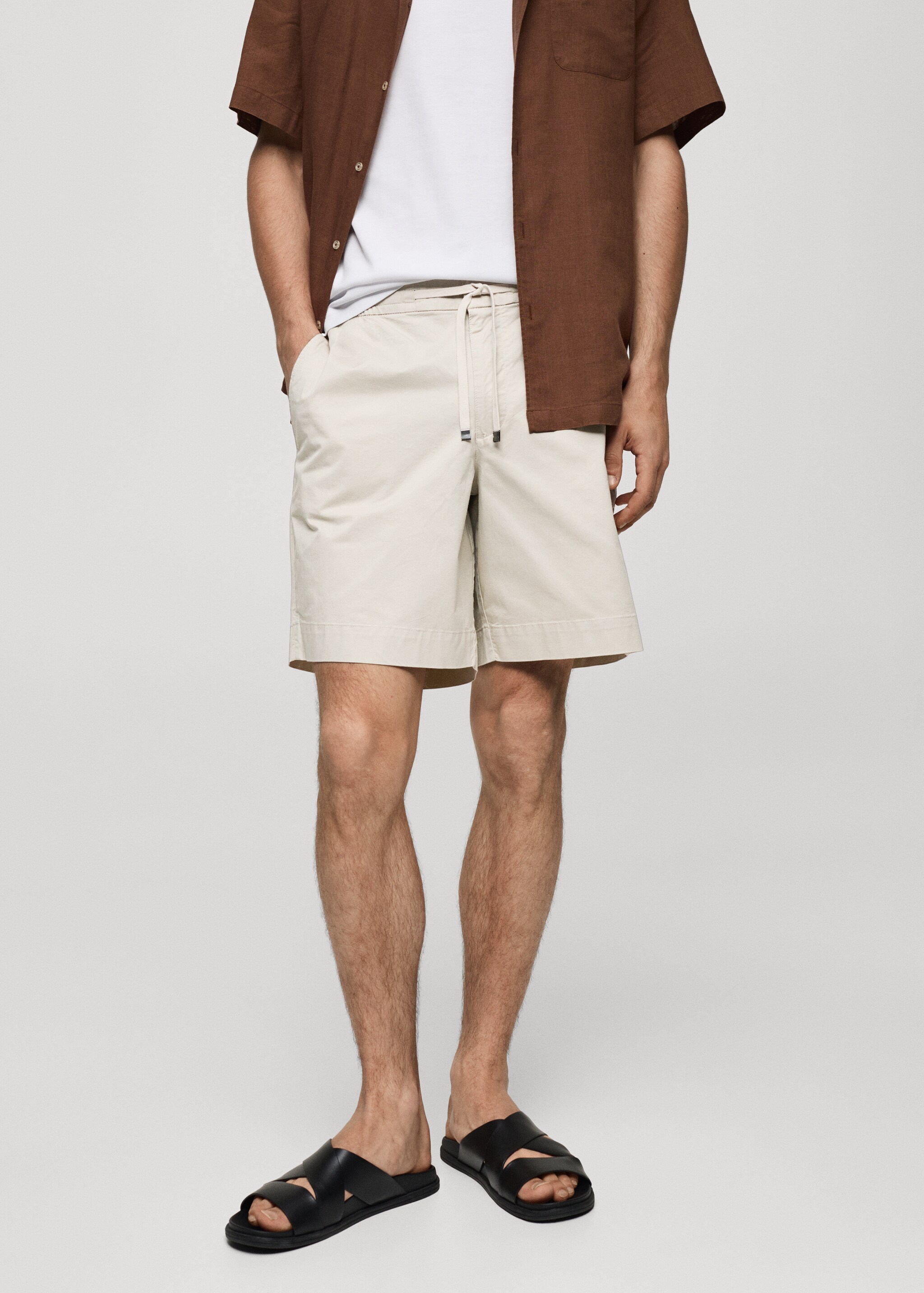 Slim fit cotton Bermuda shorts - Medium plane