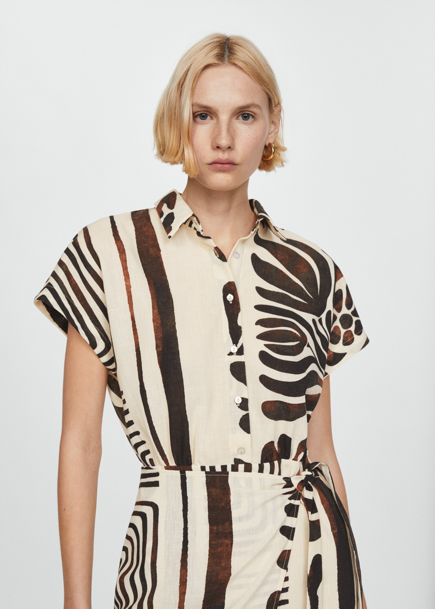 Printed cross shirt dress - Details of the article 1