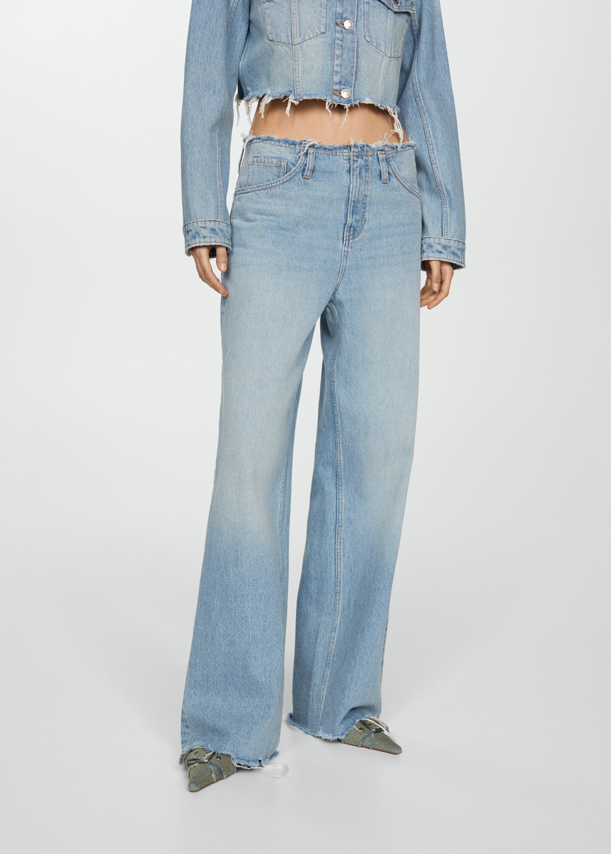 Wideleg jeans with frayed hem - Medium plane