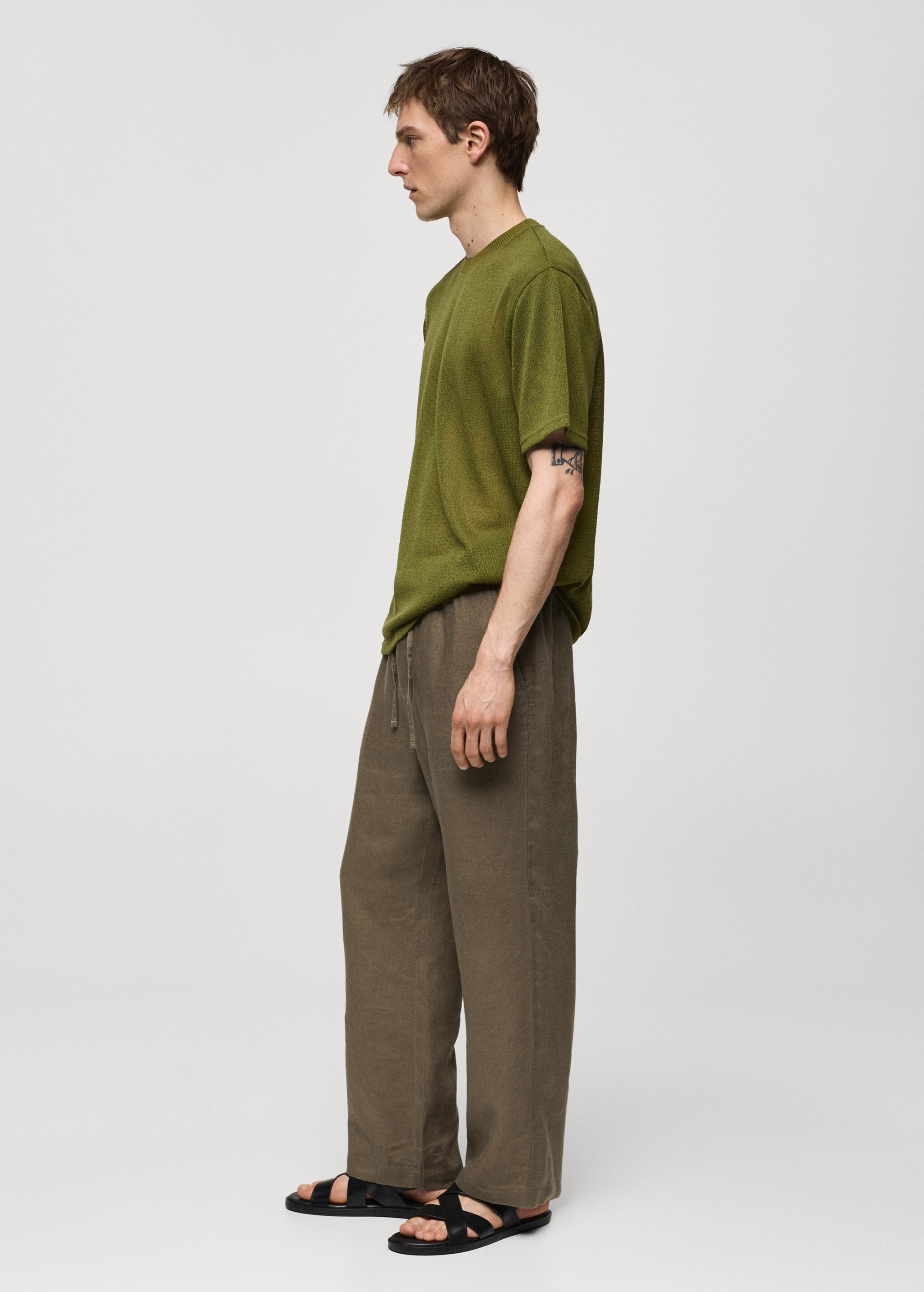 100% linen trousers with drawstring - Details of the article 6